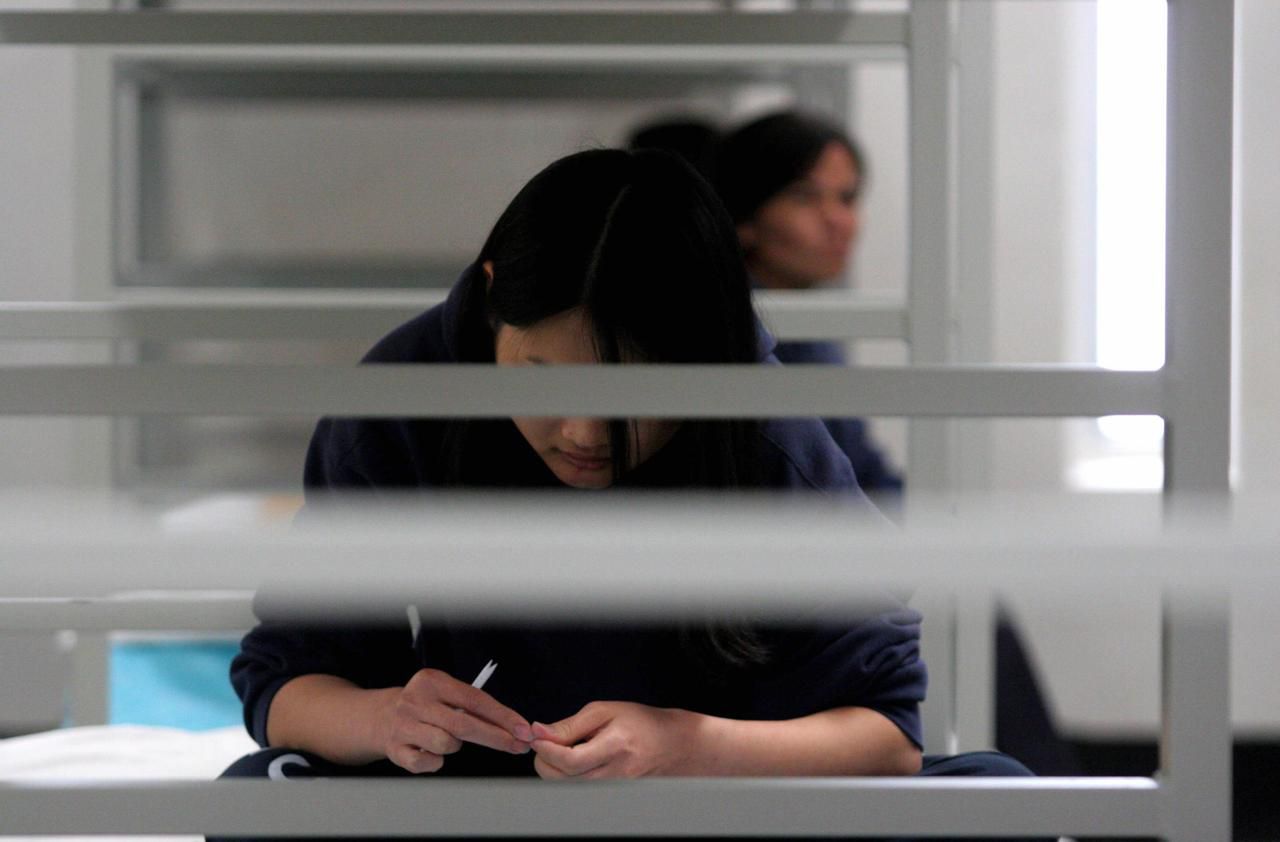 <b></b> Des femmes détenues en 2008 dans un centre de l’US Immigration and Customs Enforcement (ICE).