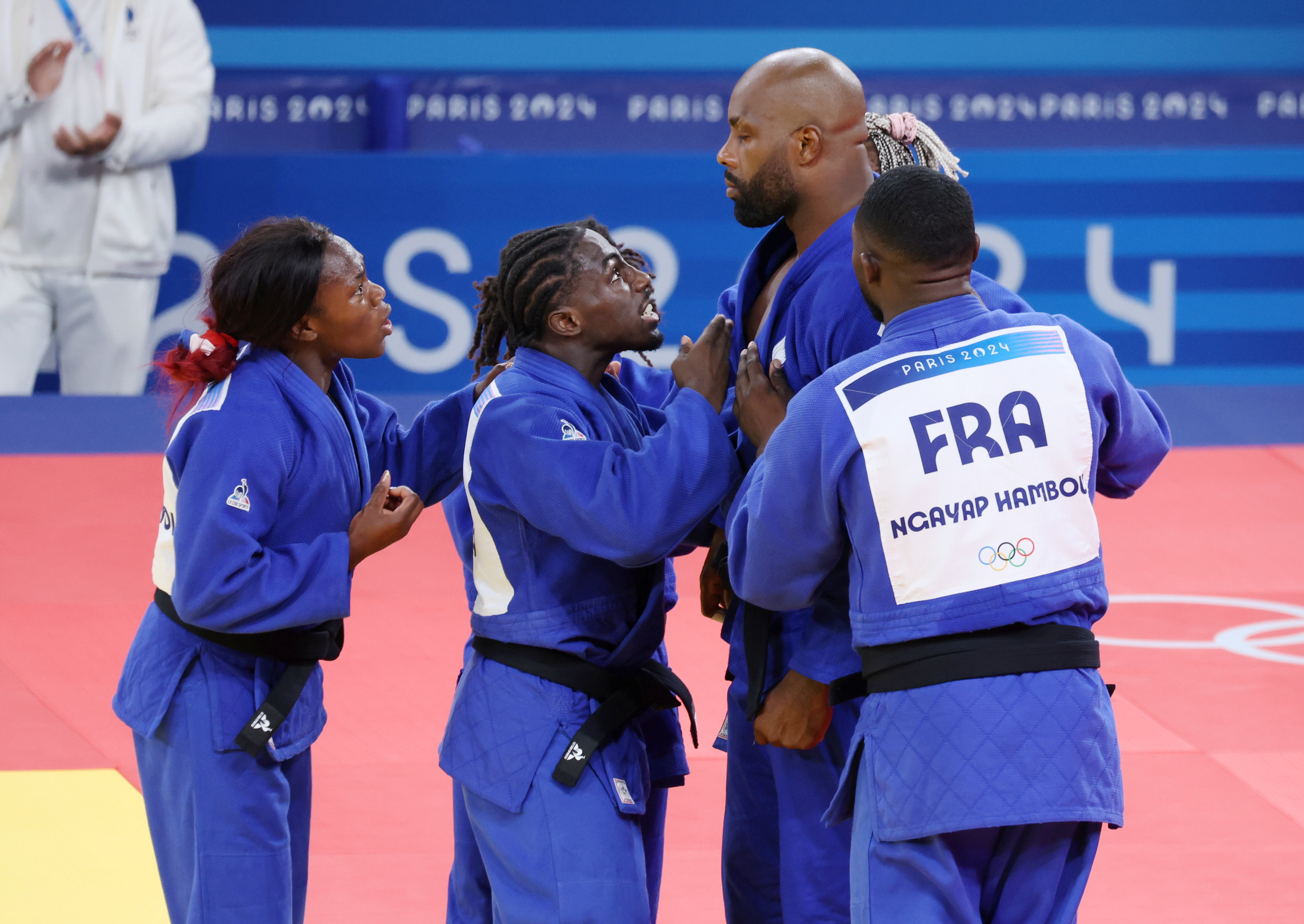 Teddy Riner a emmené toute les l'équipe de France avec lui lors de la finale par équipes de judo aux JO. LP/ Jean-Baptiste Quentin