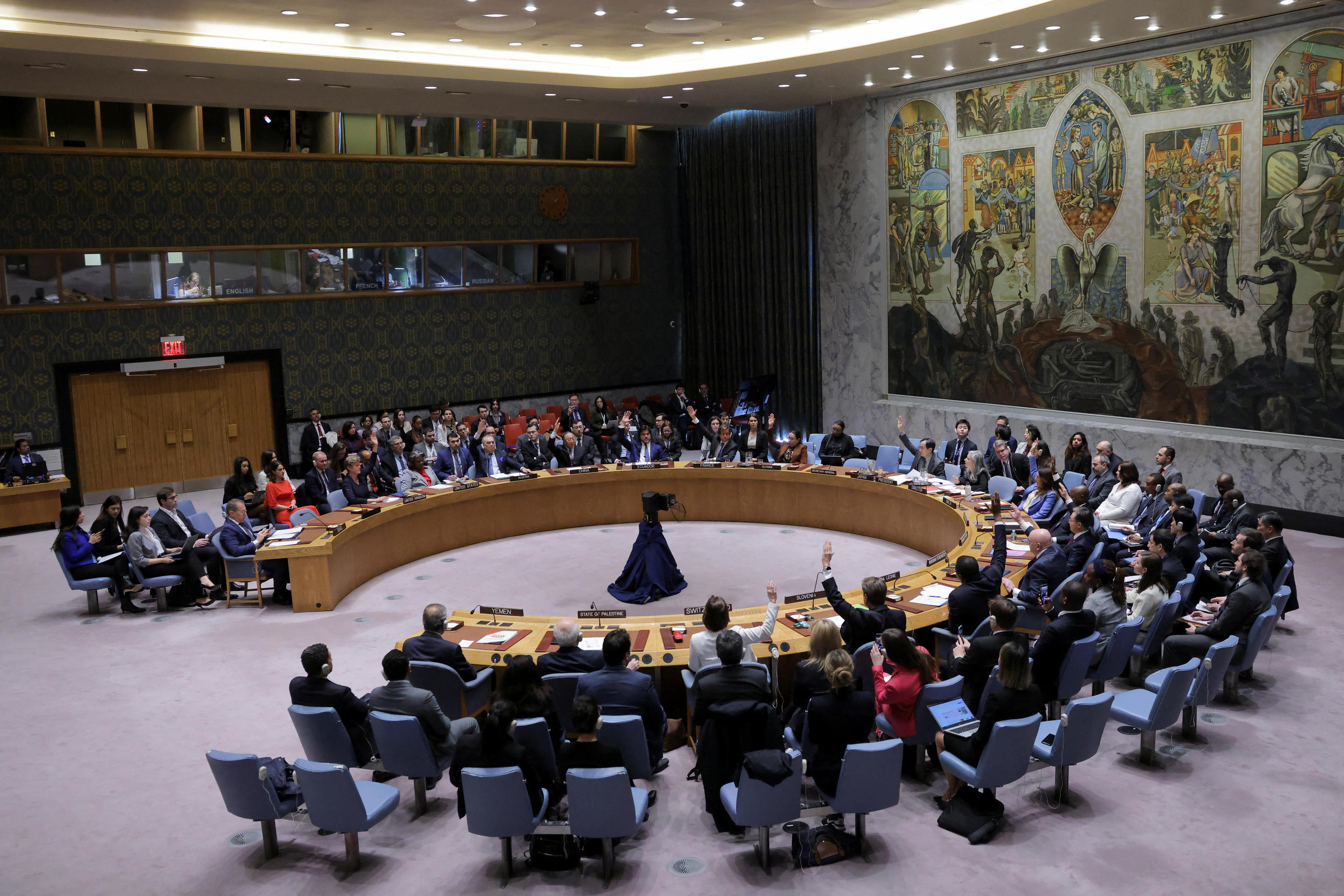 Le 25 mars, à New York, le Conseil de sécurité de l'ONU a adopté une résolution appelant à un «cessez-le-feu» immédiat à Gaza pendant le mois de Ramadan, les États-Unis s'étant abstenus. Reuters/Andrew Kelly