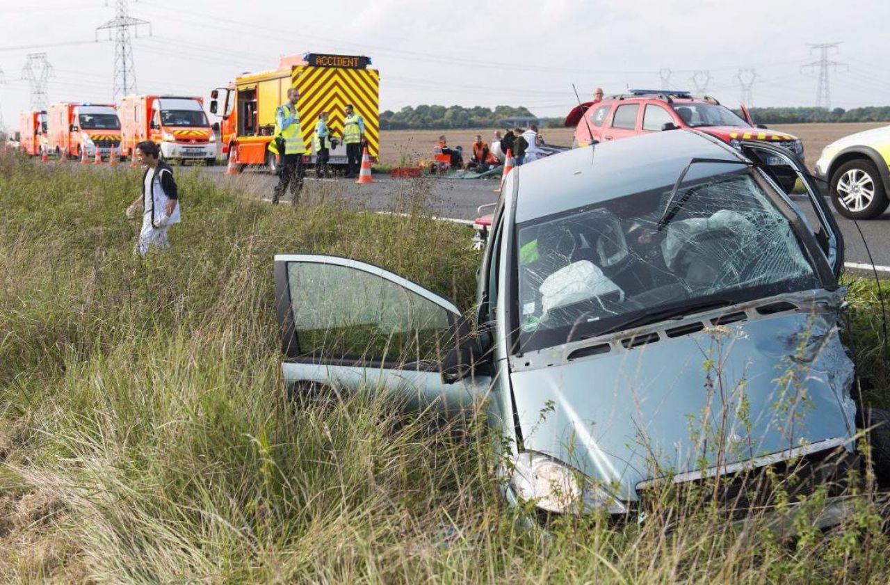 <b></b> Ozouer-le-Voulgis, ce mercredi. L’accident s’est produit sur la départementale 319, à proximité du lieu-dit Les Etards. 