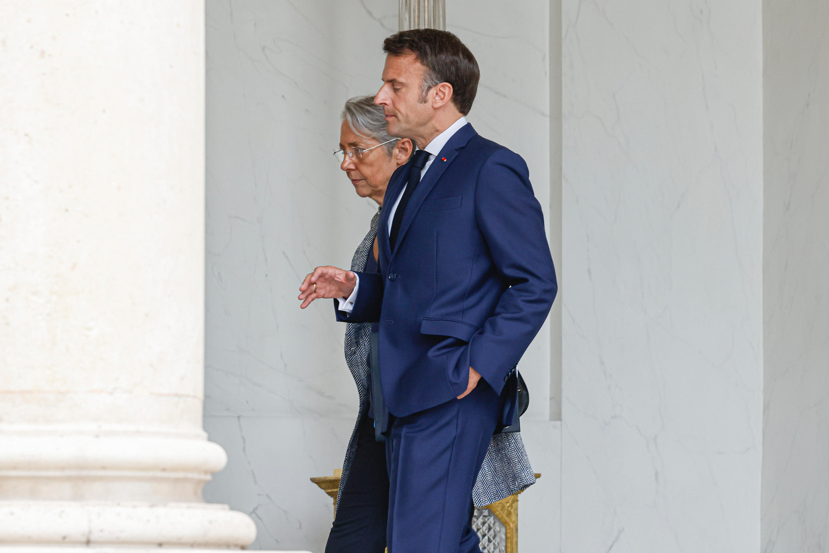 Le dernier arbitrage a été acté dans le secret d’un entretien entre le président Emmanuel Macron et sa Première ministre Elisabeth Borne (ici le 25 mai à l'Elysée) ce vendredi.
