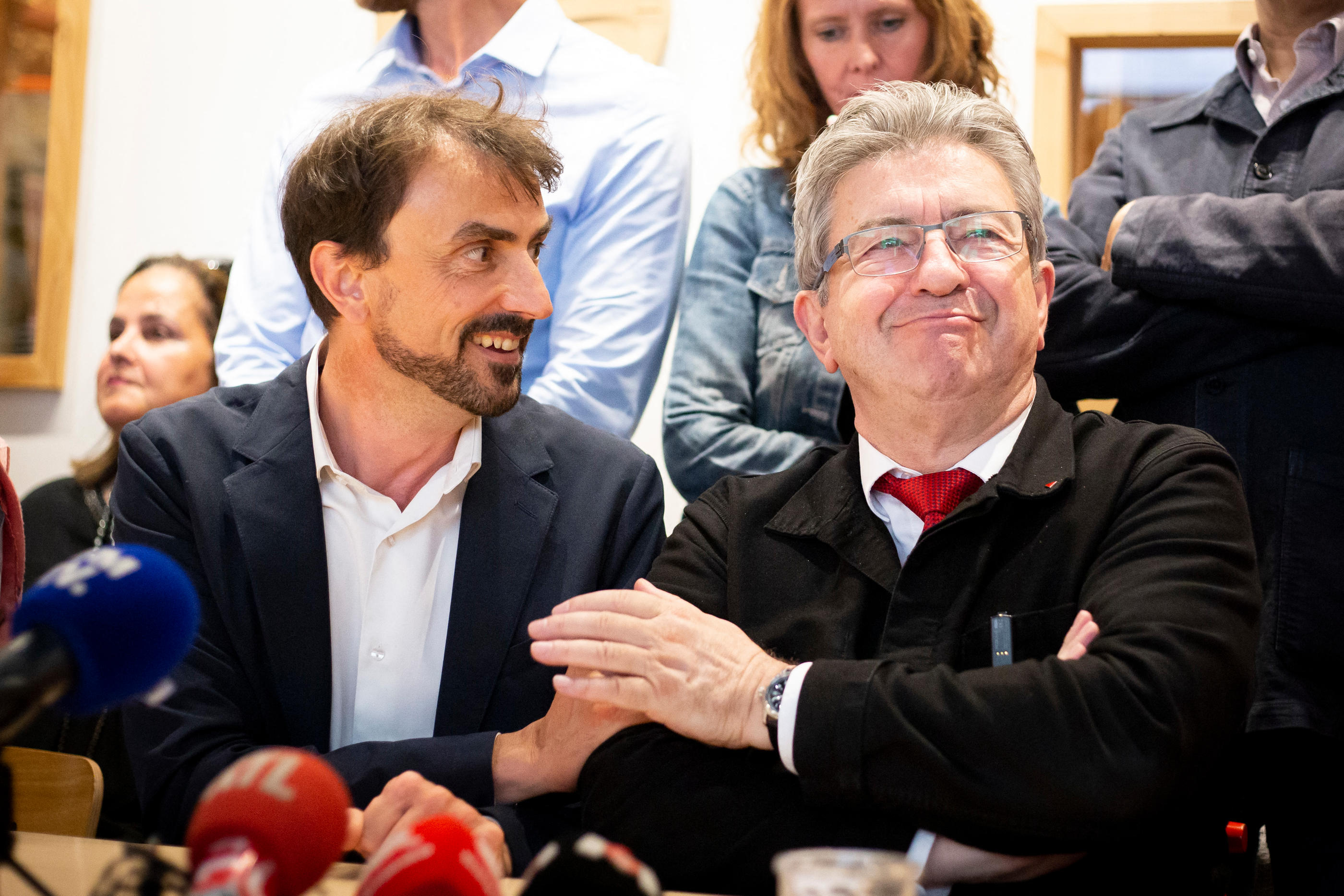 Jean-Luc Mélenchon a multiplié les compliments à l'endroit du maire écologiste de Lyon, Grégory Doucet, qu'il avait rencontré le 4 juin 2022. Hans Lucas/Norbert Grisay