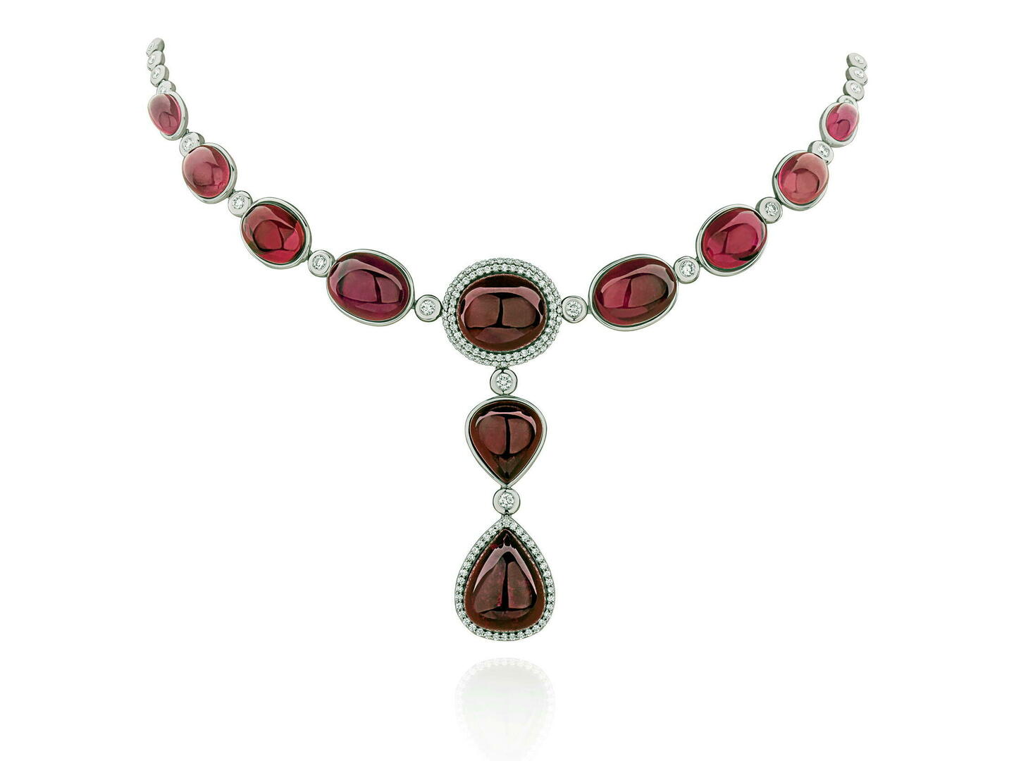 Collier Perles Rubis Du Brésil Avec Chaîne En Acier Inoxydable - Neuf Avec étiquettes