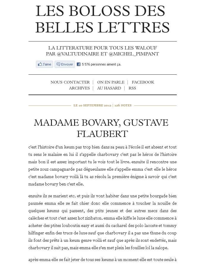 Les Boloss des Belles Lettres: Il n'y a pas de vrai boss en littérature  française – L'Express