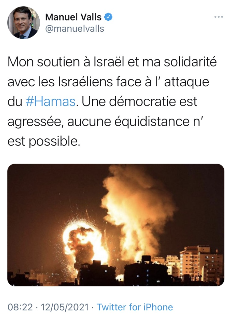 Manuel Valls a-t-il affiché son soutien à Israël en partageant une image  d'une frappe sur Gaza ? – Libération