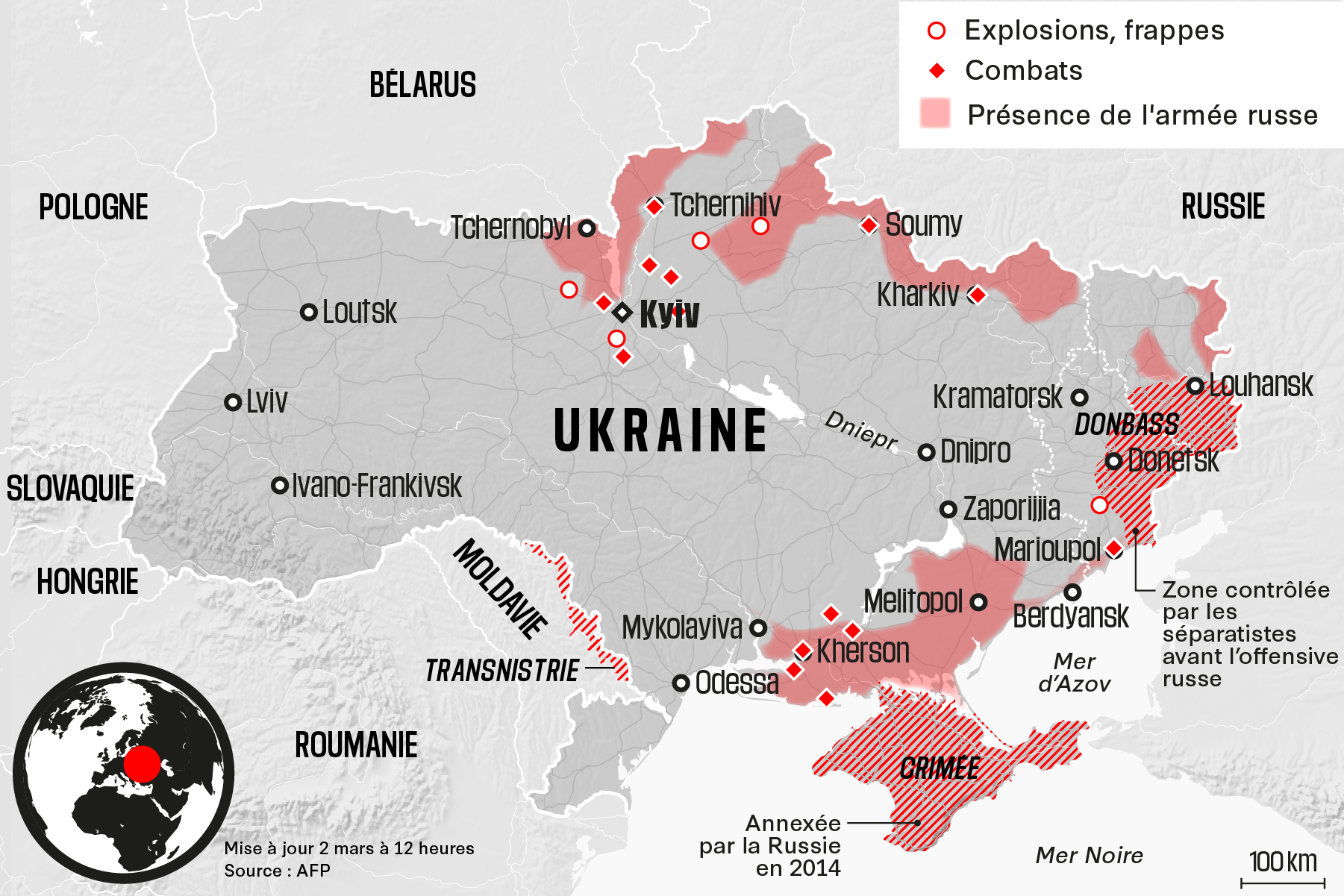 Les Pays Frontaliers De La Russie Guerre en Ukraine: la carte de l'évolution des bombardements et de  l'avancée russes – Libération