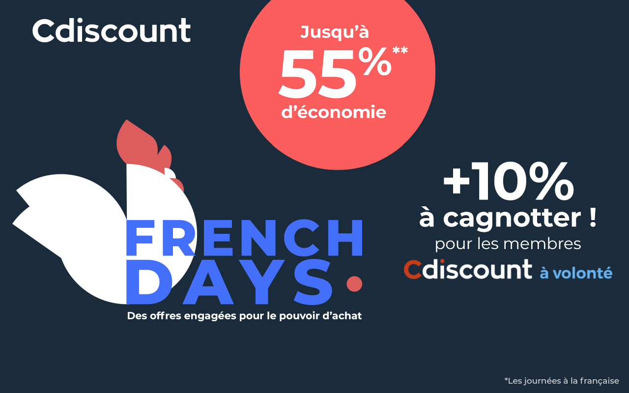 Cdiscount affiche une farandole d’offres flash pour les French Days : jusqu’à 55% de réduction // Cdsiscount