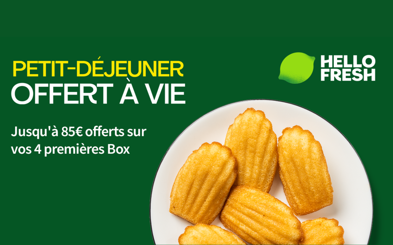 Livraison de repas à domicile, Jusqu'à 85 € offerts + petit-déjeuner  offert à vie