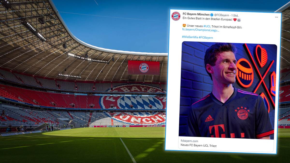 FC Bayern präsentiert neues Champions-League-Trikot Dunkelgraue Optik in Schafkopf-Design