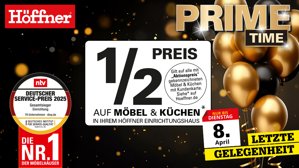 Höffner: 50 % Rabatt auf Möbel & Küchen mit der Kundenkarte bis 8. April 2025