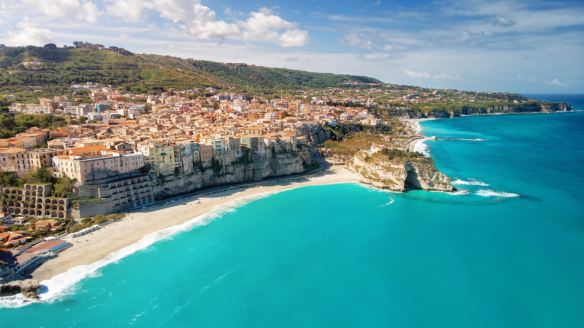 Tropea, Calabria, Italy -- clifftop town and turquoise Tyrrhenian coast