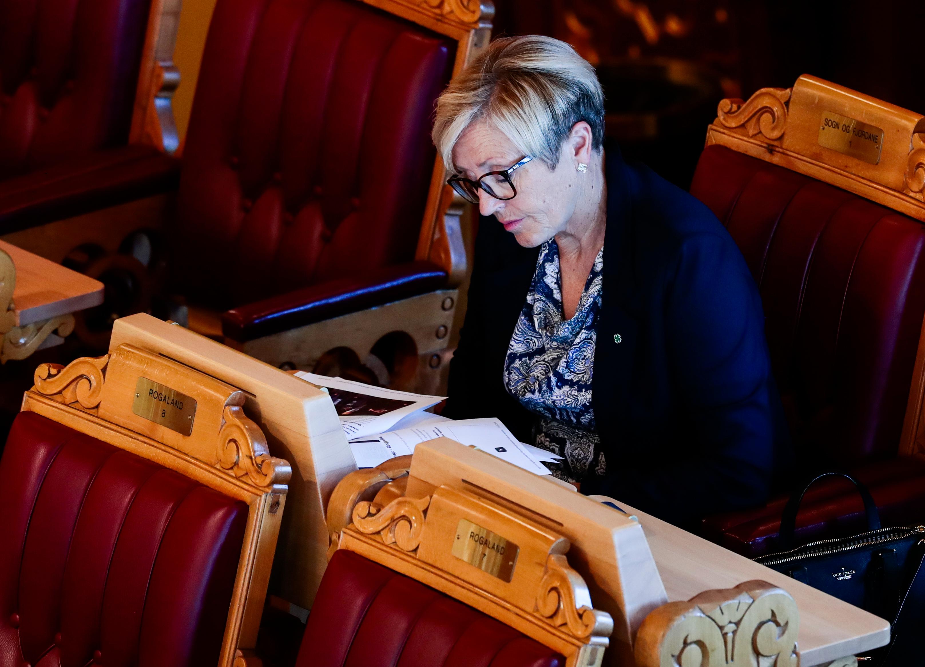 Oslo  20180516.
Liv Signe Navarsete (Sp) under Spørretimen på Stortinget onsdag. 
Foto: Lise Åserud / NTB scanpix