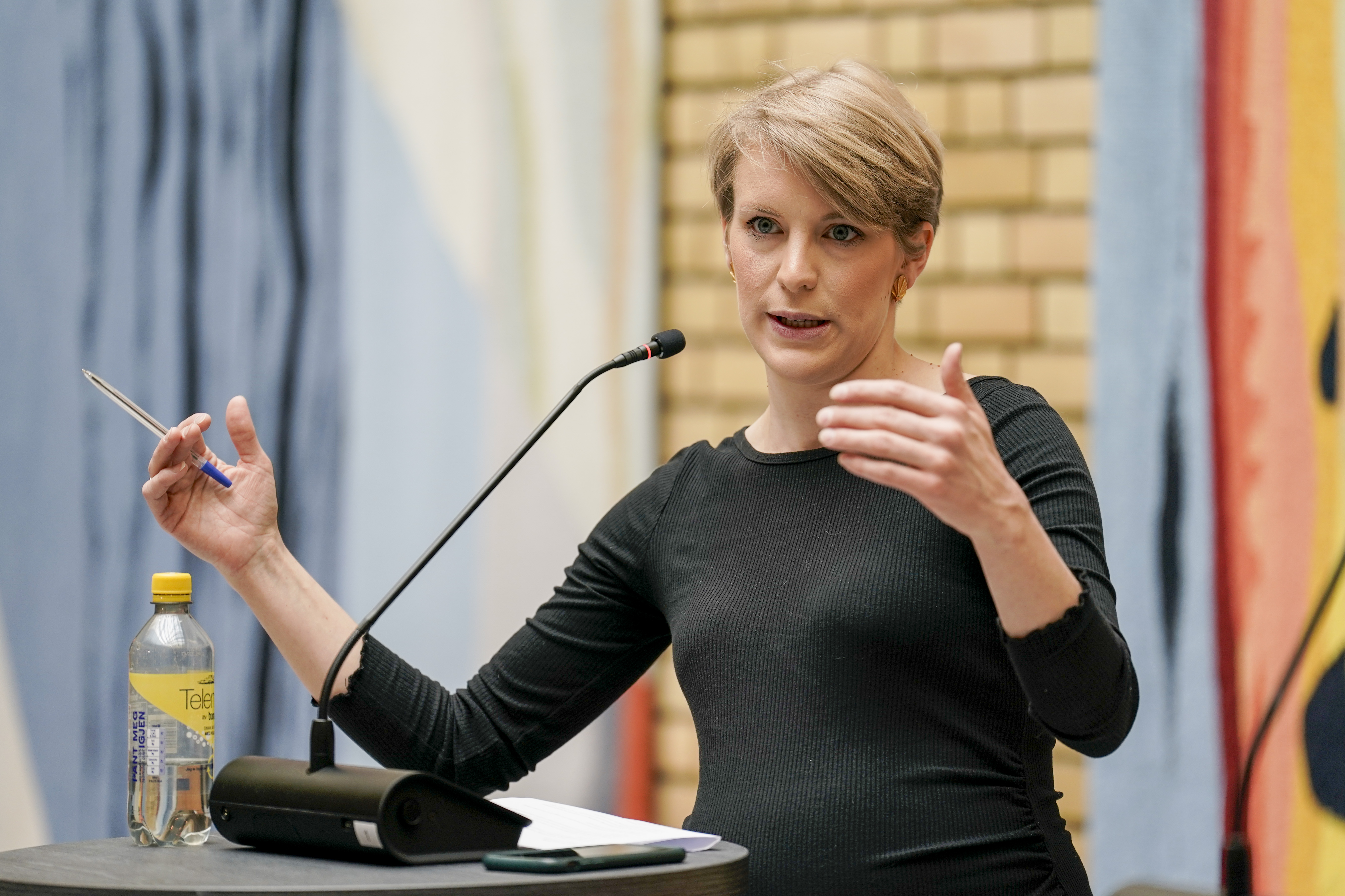 Finanspolitisk talsperson Kari Elisabeth Kaski (SV) er fornøgd med SVs gjennomslag i budsjettforhandlingane med Ap og Sp. Foto: Stian Lysberg Solum / NTB / NPK