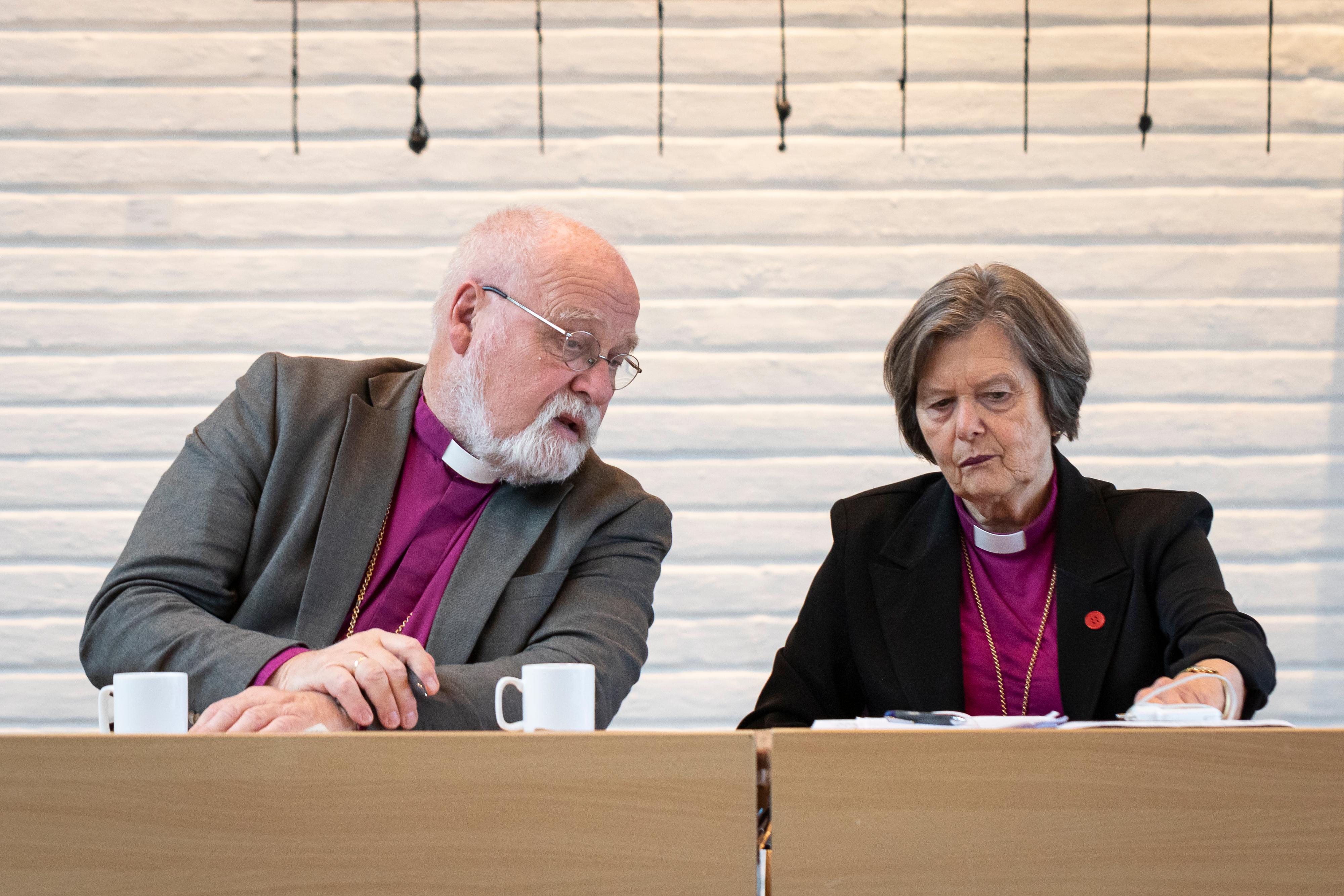 Pressekonferanse 17.10.19 med sittende preses Helga Haugland Byfuglien og biskop Atle Sommerfeldt i forbindelse med nominasjonen av ny preses. På Voksenåsen Konferansehotell.