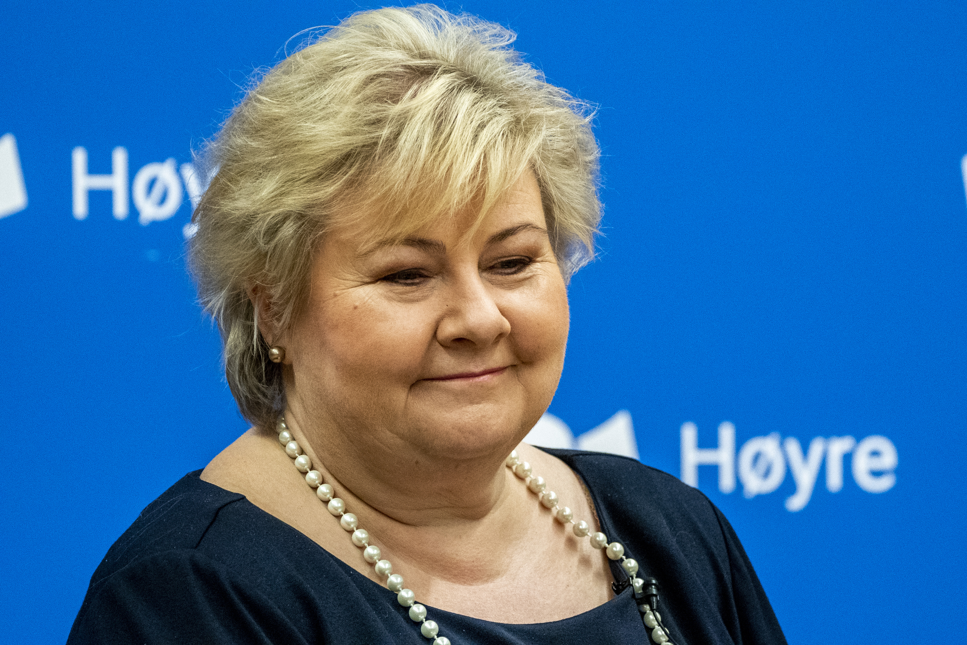 Statsminister og Høyre-leder Erna Solberg talte til landsmøtet fredag. Arkivfoto: Terje Pedersen / NTB