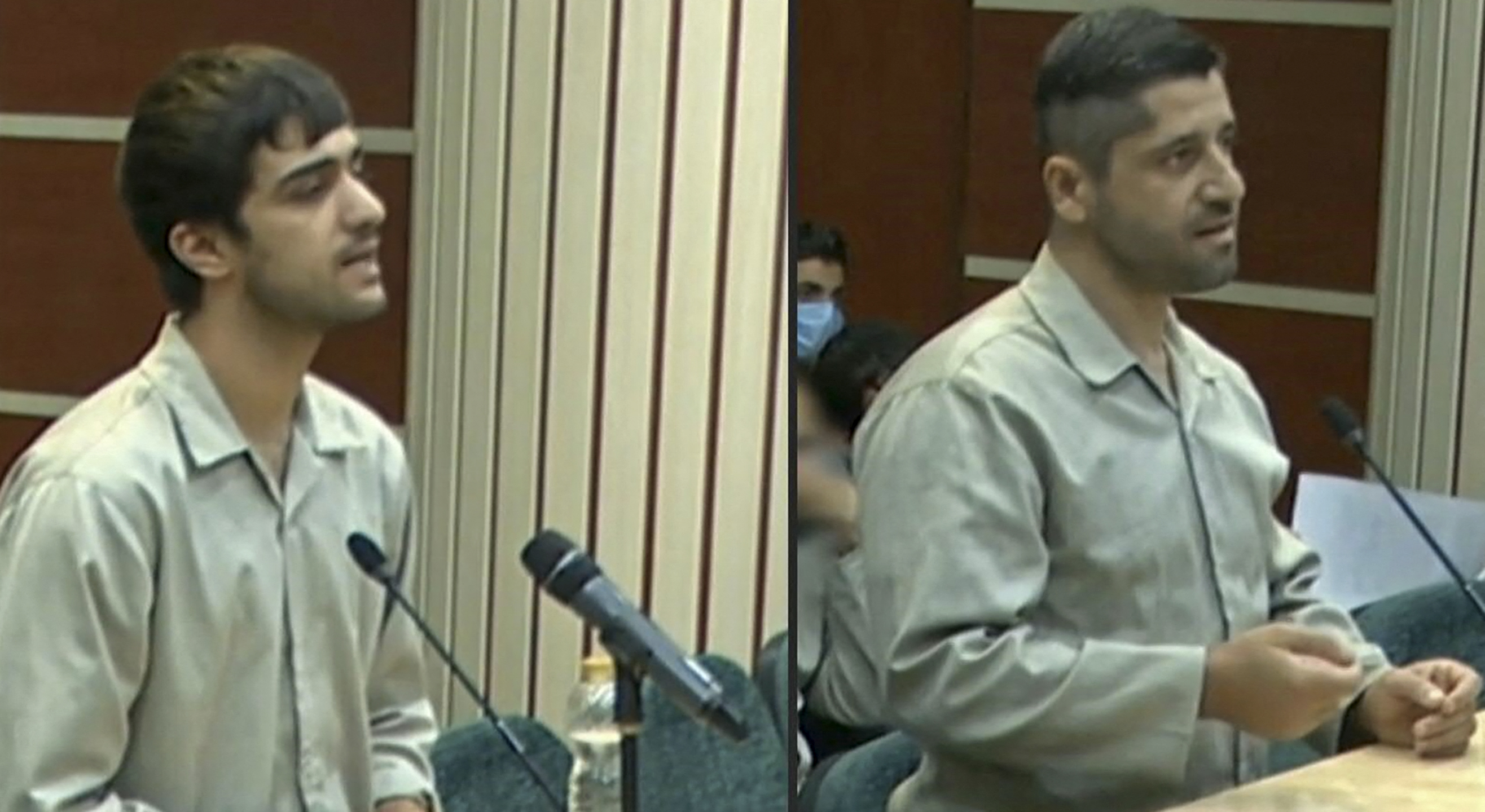 En video fra statlig iransk TV IRINN viser rettssaken mot Mohammad Mahdi Karami og Seyyed Mohammad Hosseini. Lørdag ble de to mennene henrettet.