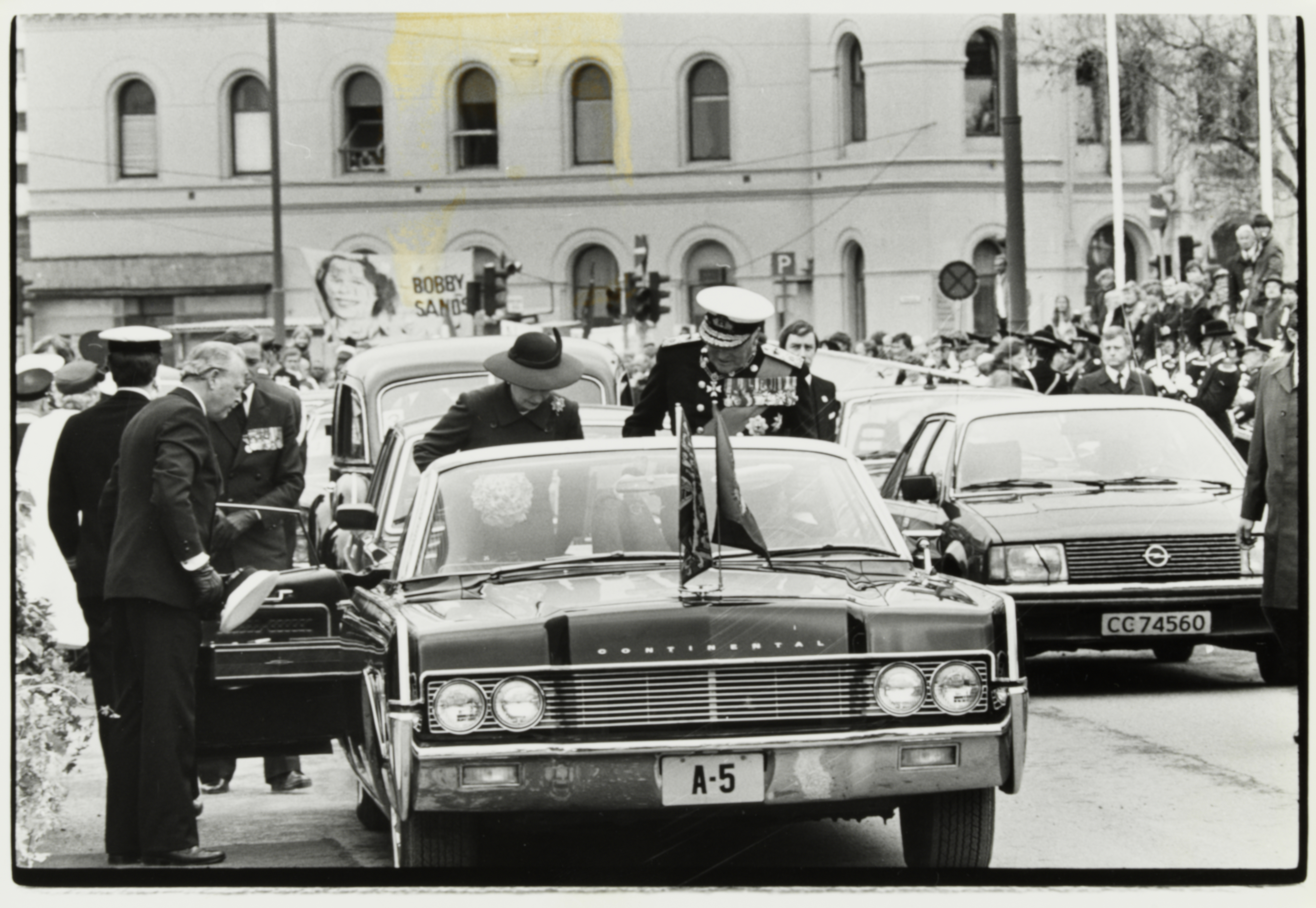 Demonstrasjon til støtte for de sultestreikende fangene i Nord-Irland 5. mai 1981, samme dag som Bobby Sands, den første av ti sultestreikere som døde dette året.