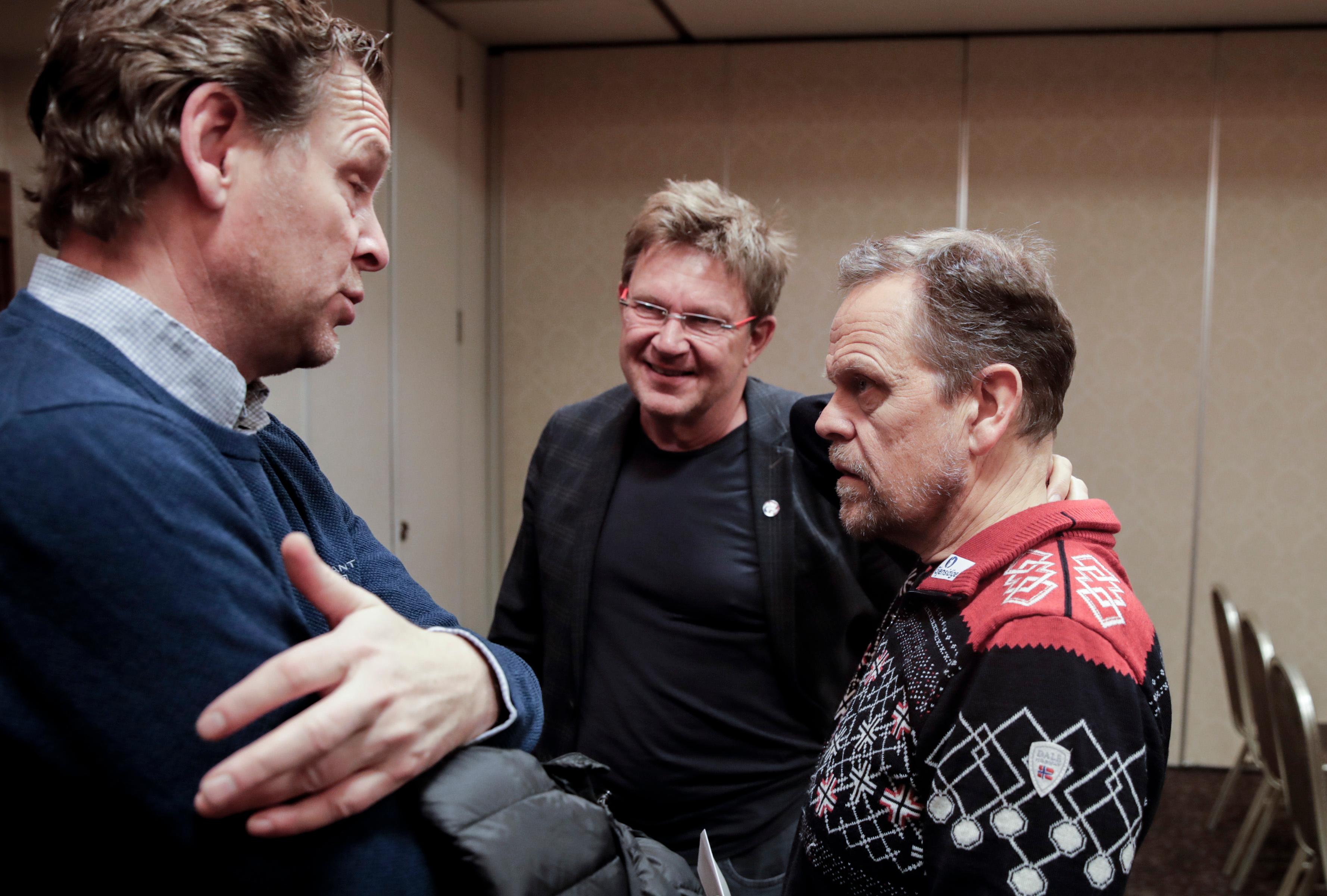 Kumamoto, Japan  20191212. 
Erik Langerud generalsekretær i Norges Håndballforbund, håndballpresident Kåre Geir Lio   og landslagssjef Thorir Hergeirsson i Kumamoto dagen etter seier mot Tyskland.
Foto: Vidar Ruud / NTB scanpix