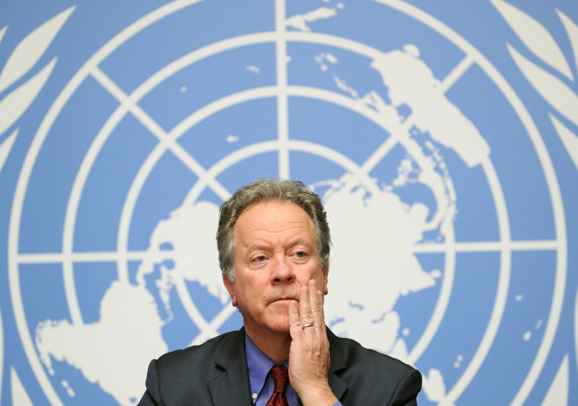 FILE PHOTO: The World Food Programme (WFP) Executive director David Beasley attends a news conference on the food security in Yemen at the United Nations in Geneva, Switzerland, December 4, 2018.  REUTERS/Denis Balibouse/File Photo