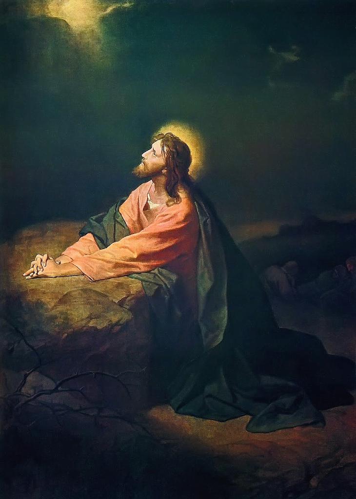 Tyske og engelske kunstmalere satte standard for den religiøse kunsten i hele Europa. Heinrich Hofmans «Christus in Gethsemane» (1890) er kopiert i utallige utgaver. Originalen henger i Riverside Church i New York.