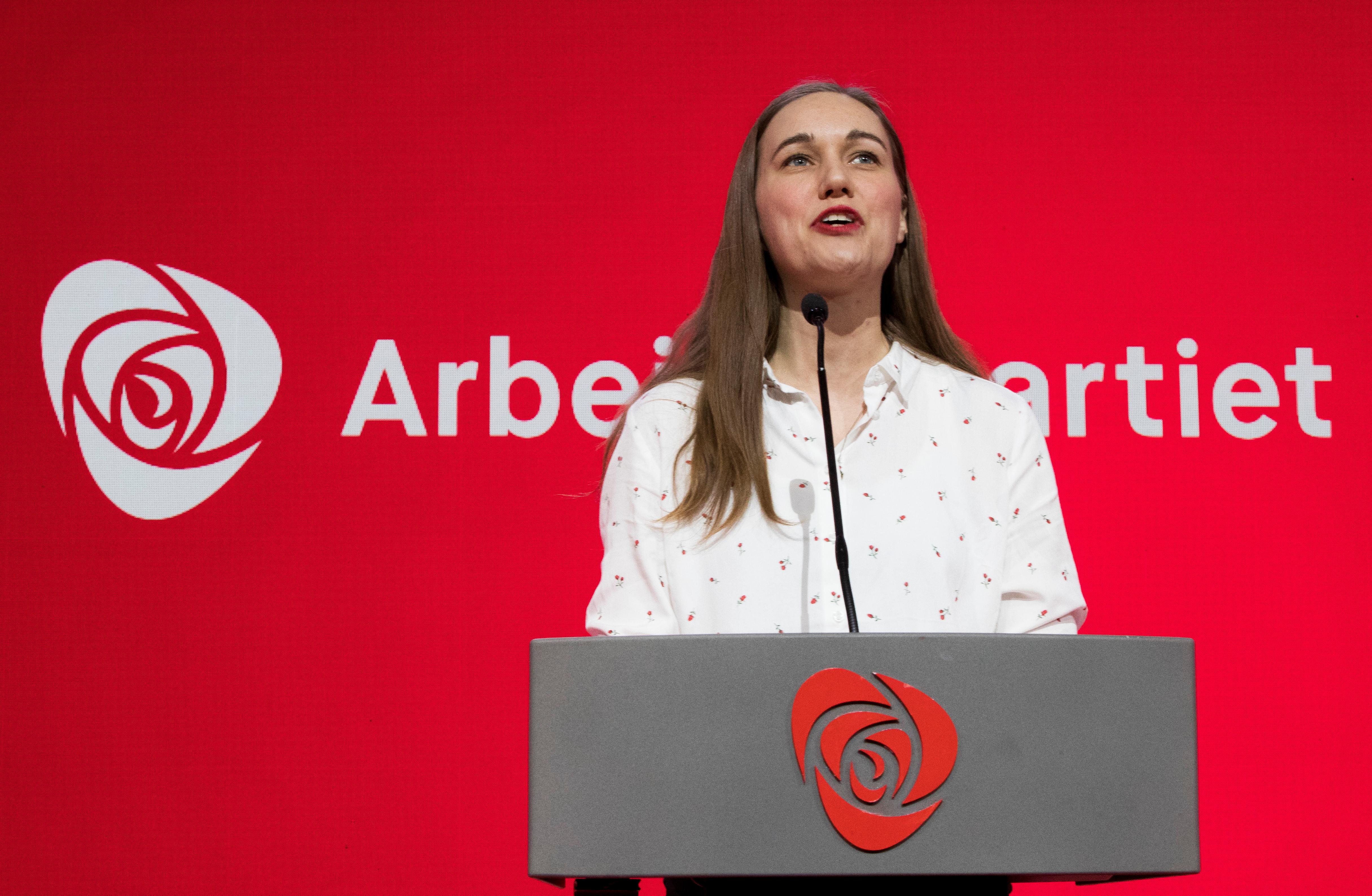 Oslo  20190404.
AUF-leder Ina Libak under landsmøtet til Arbeiderpartiet i Folkets Hus.
Foto: Terje Pedersen / NTB scanpix