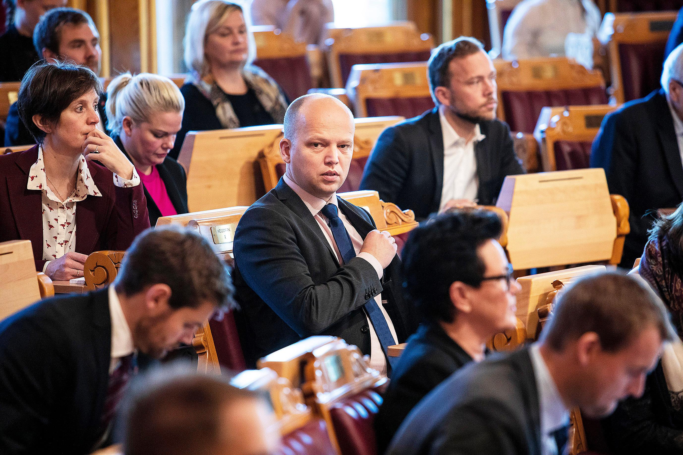 Oslo  20181010.
Partileder Trygve Slagsvold Vedum i Senterpartiet under spørretimen på Stortinget.
Foto: Tore Meek / NTB scanpix