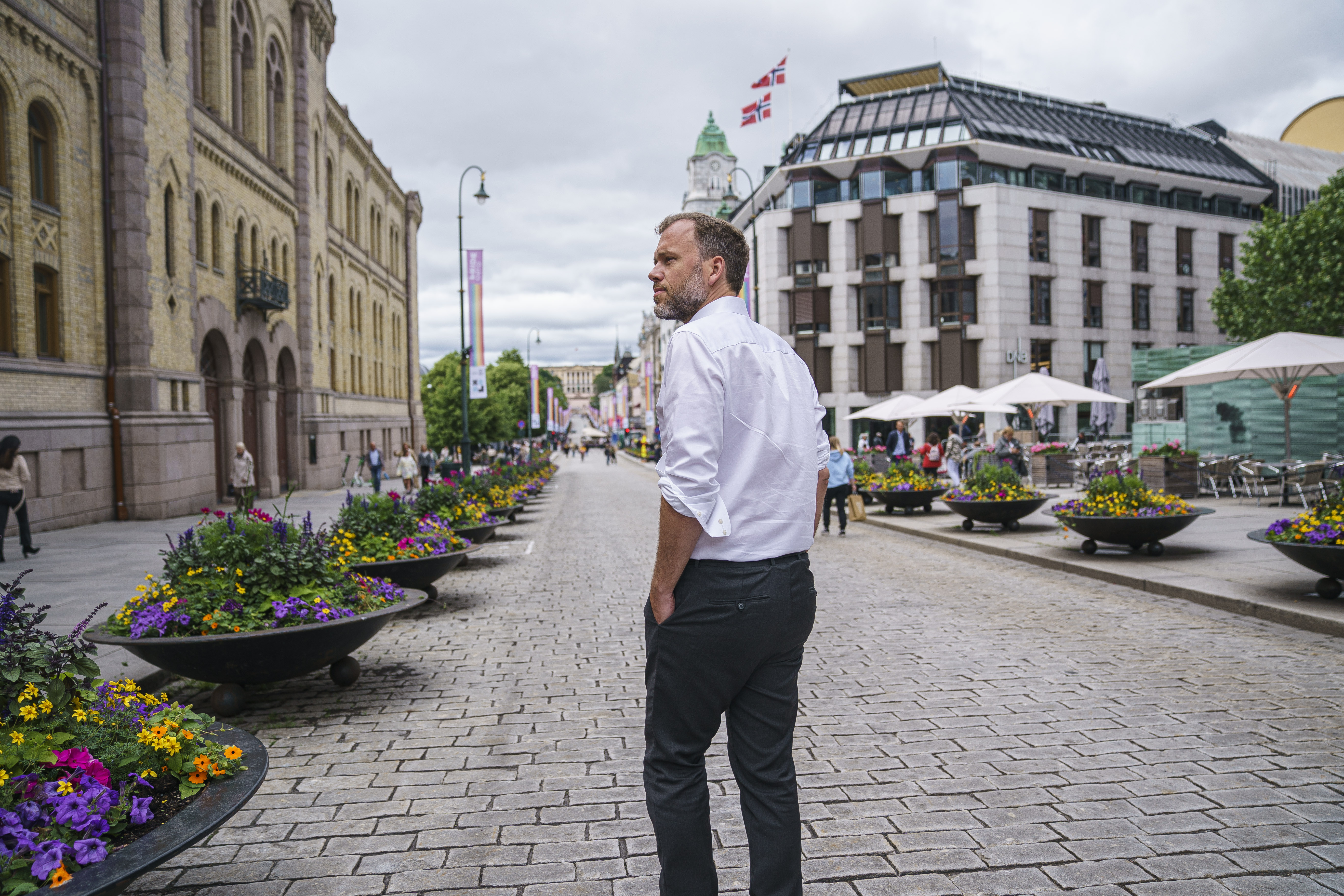 Leder av SV, Audun Lysbakken. Stortinget, Karl Johans gate.