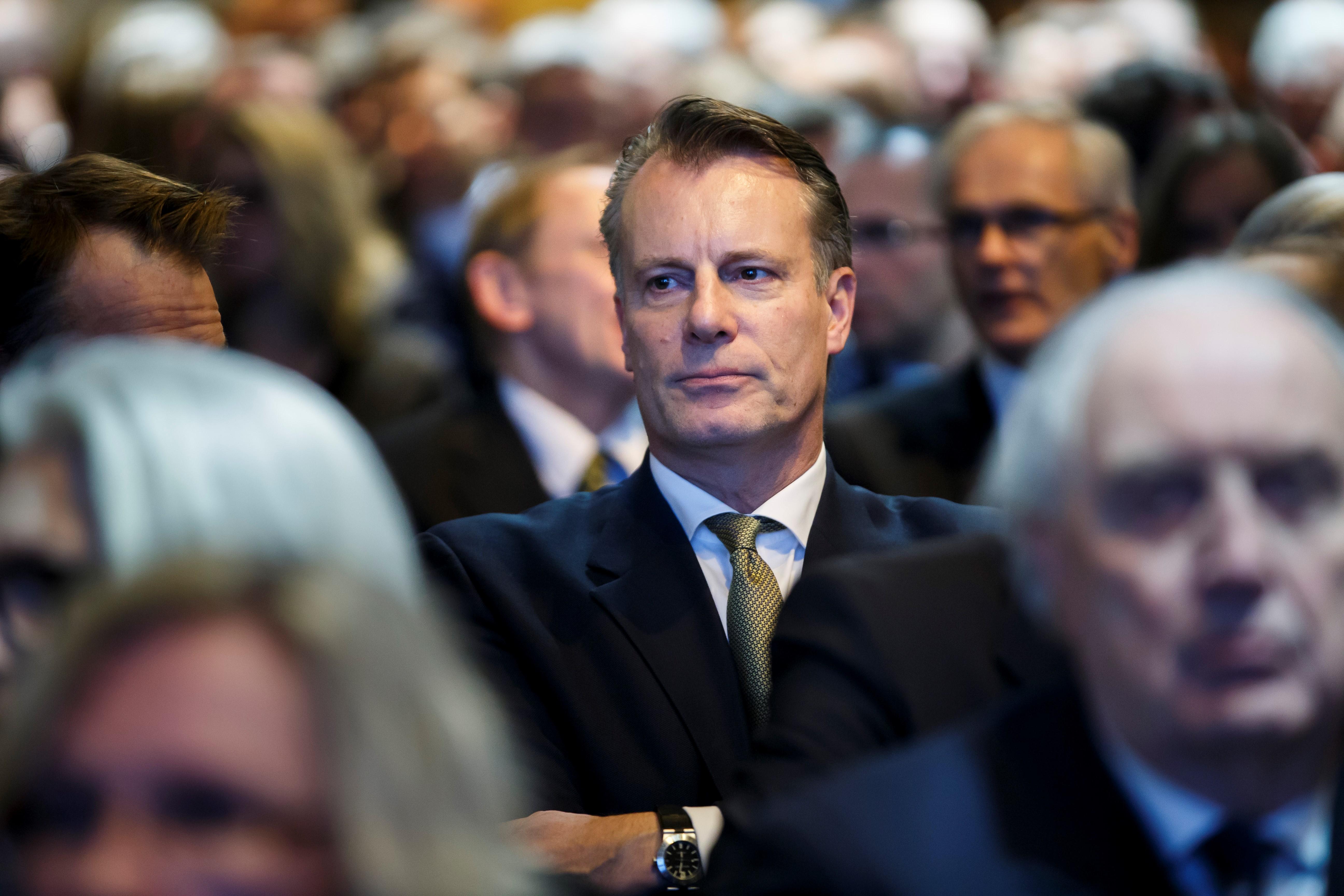 OSLO  20160218.
Johan Andresen på plass i Norges Bank for å høre på sentralbanksjefens årstale.
Foto: Heiko Junge / NTB scanpix