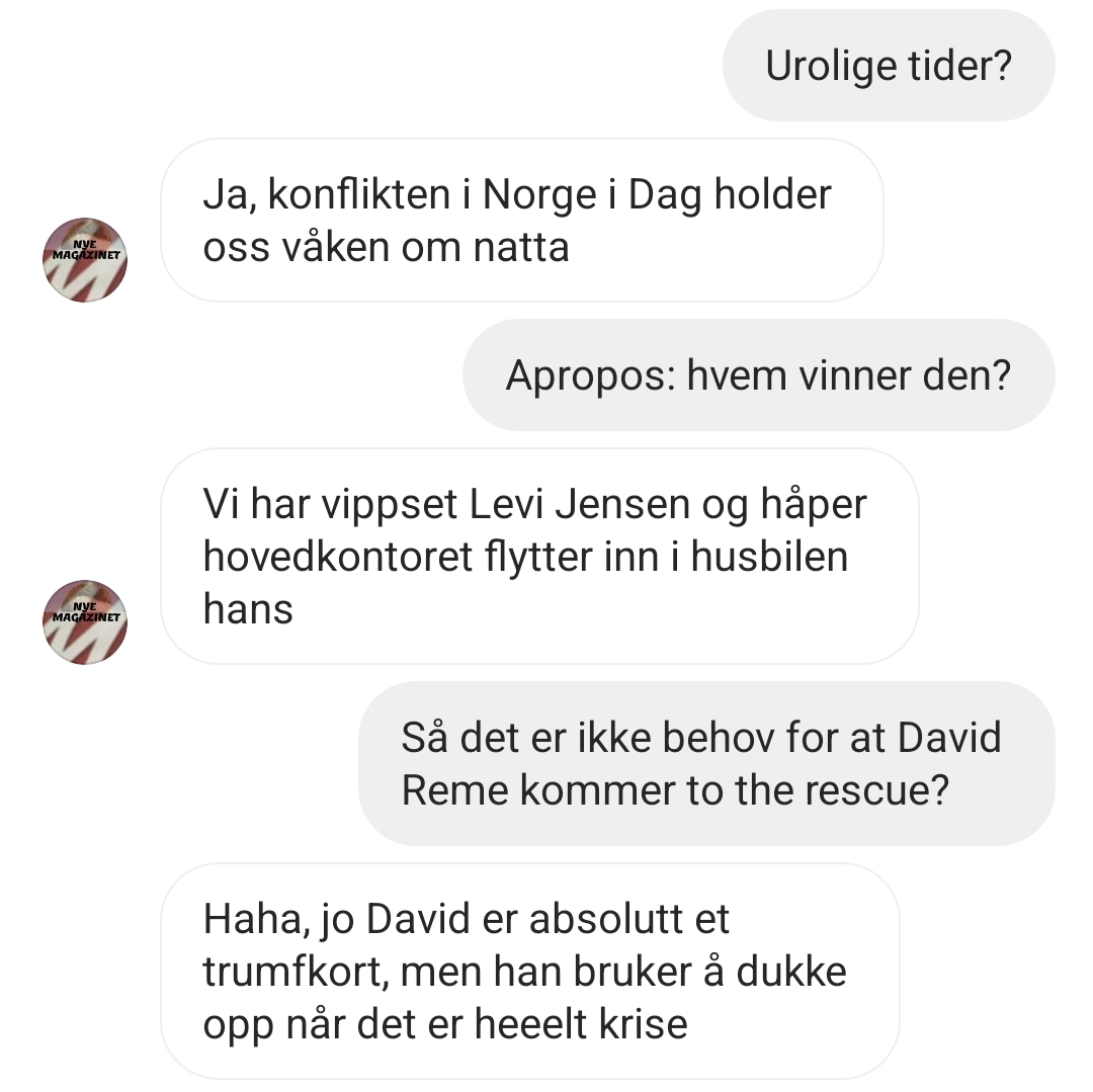 Skjermdump chat Nye Magazinet