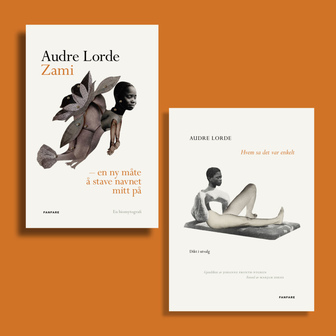 Fanfares norske oversettelser av Audre Lordes bøker har omslagskunst laget av kunstneren Frida Orupabo, design ved Rune Mortensen.