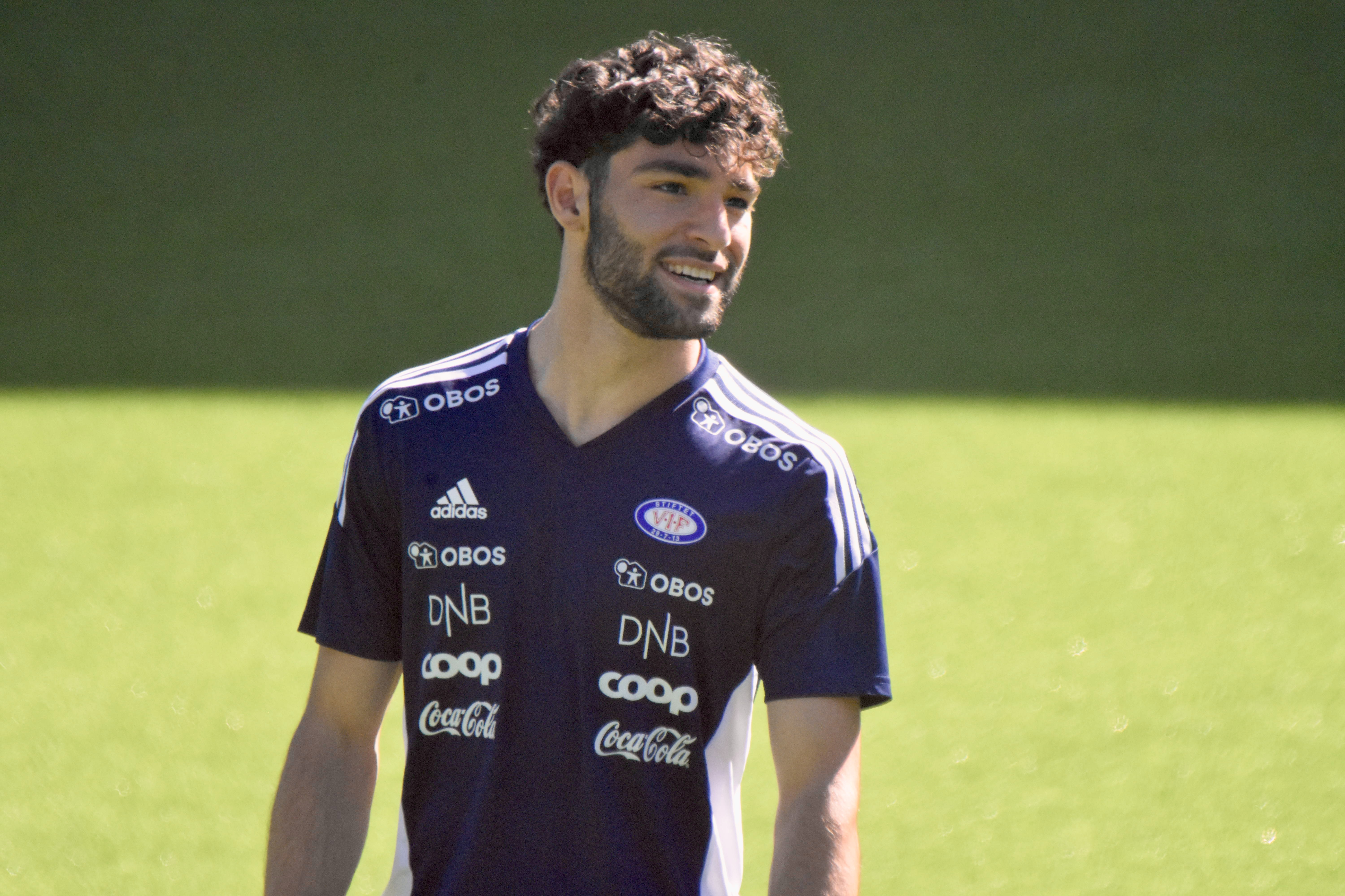 Ali Almosawe på Vålerenga-trening onsdag.