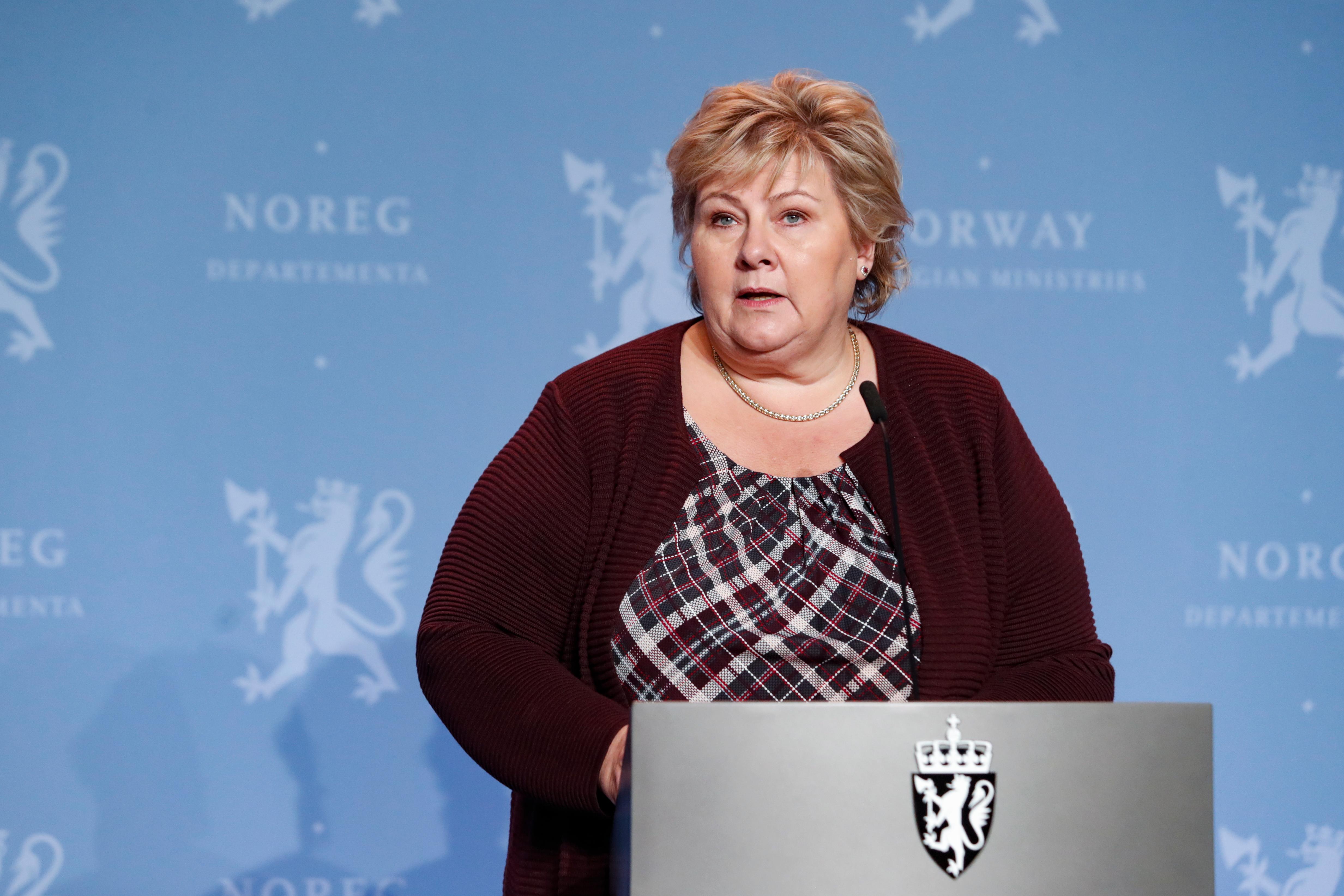 Oslo 20201026. 
Statsminister Erna Solberg under en pressekonferanse om koronasituasjonen.
Foto: Terje Bendiksby / NTB