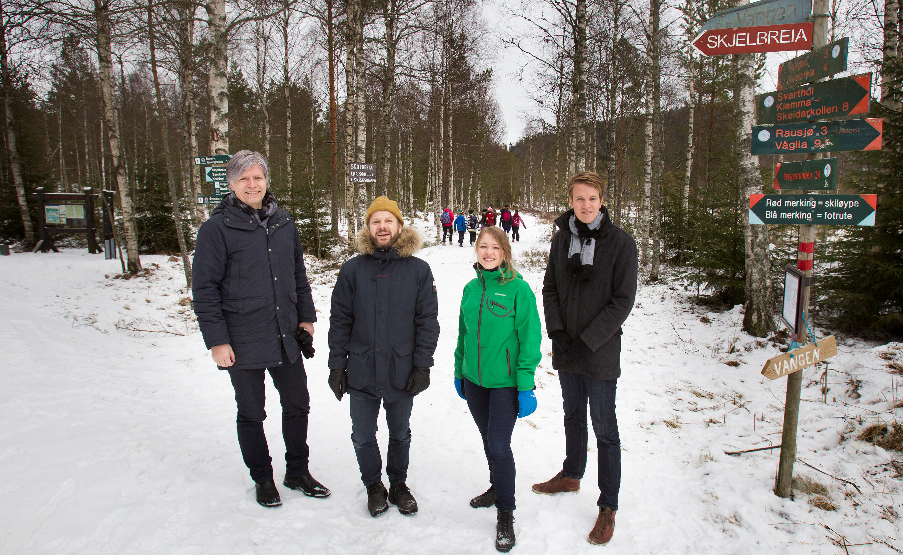 siste sjanse: – Østmarka er ikke  godt nok sikret gjennom Markaloven. Dette kan være siste mulighet til å opprette en nasjonalpark i skogsområdene på Østlandet, sier (f. v.) Ola Elvestuen (V), Heikki Eidsvoll Holmås (SV), Une Aina Bastholm (MDG) og Torstein Tvedt Solberg (Ap).