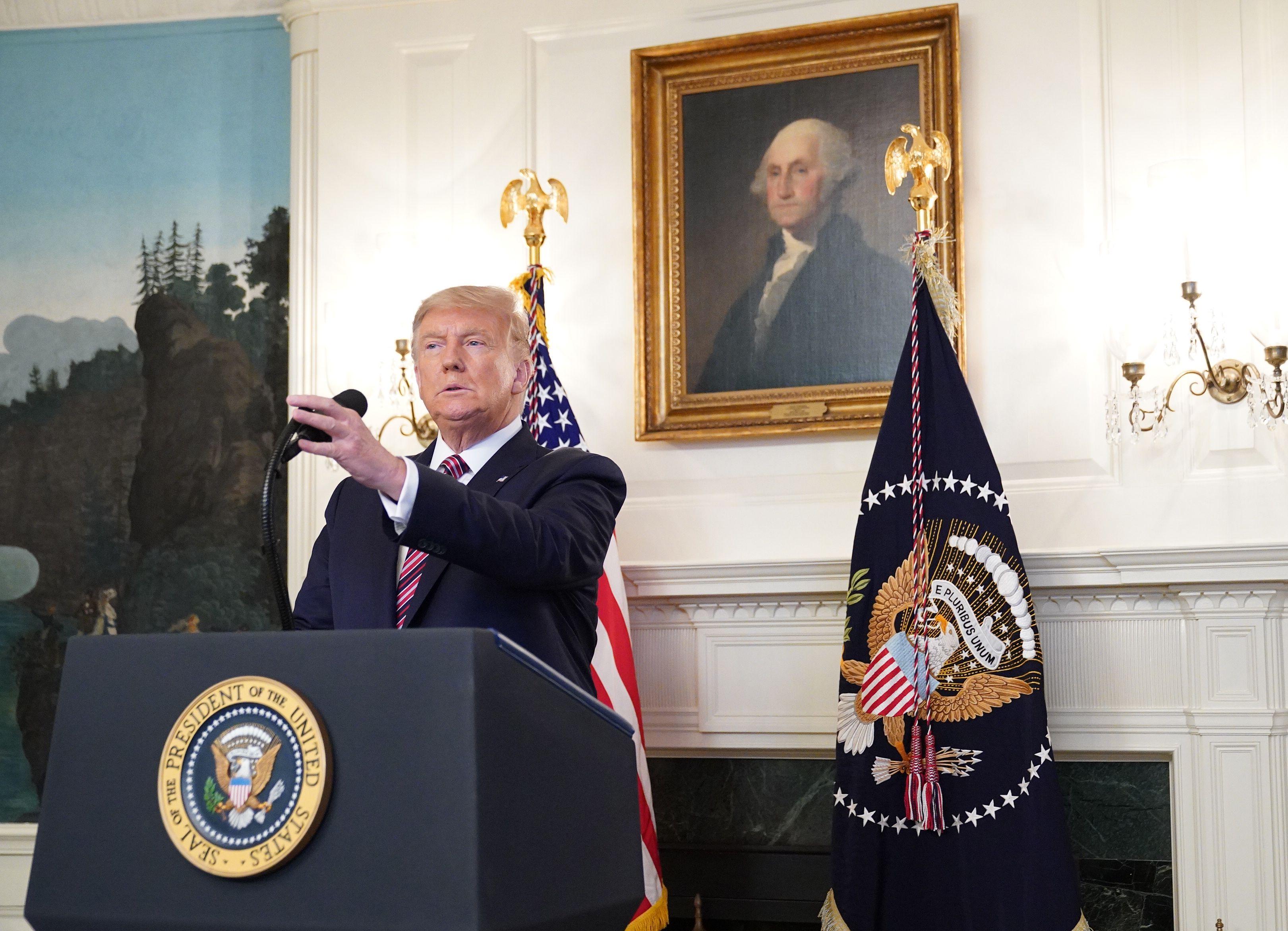 US President Donald Trump arrives to speak on judicial appointments in the Diplomatic Reception Room of the White House in Washington, DC on September 9, 2020. (Photo by MANDEL NGAN / AFP)