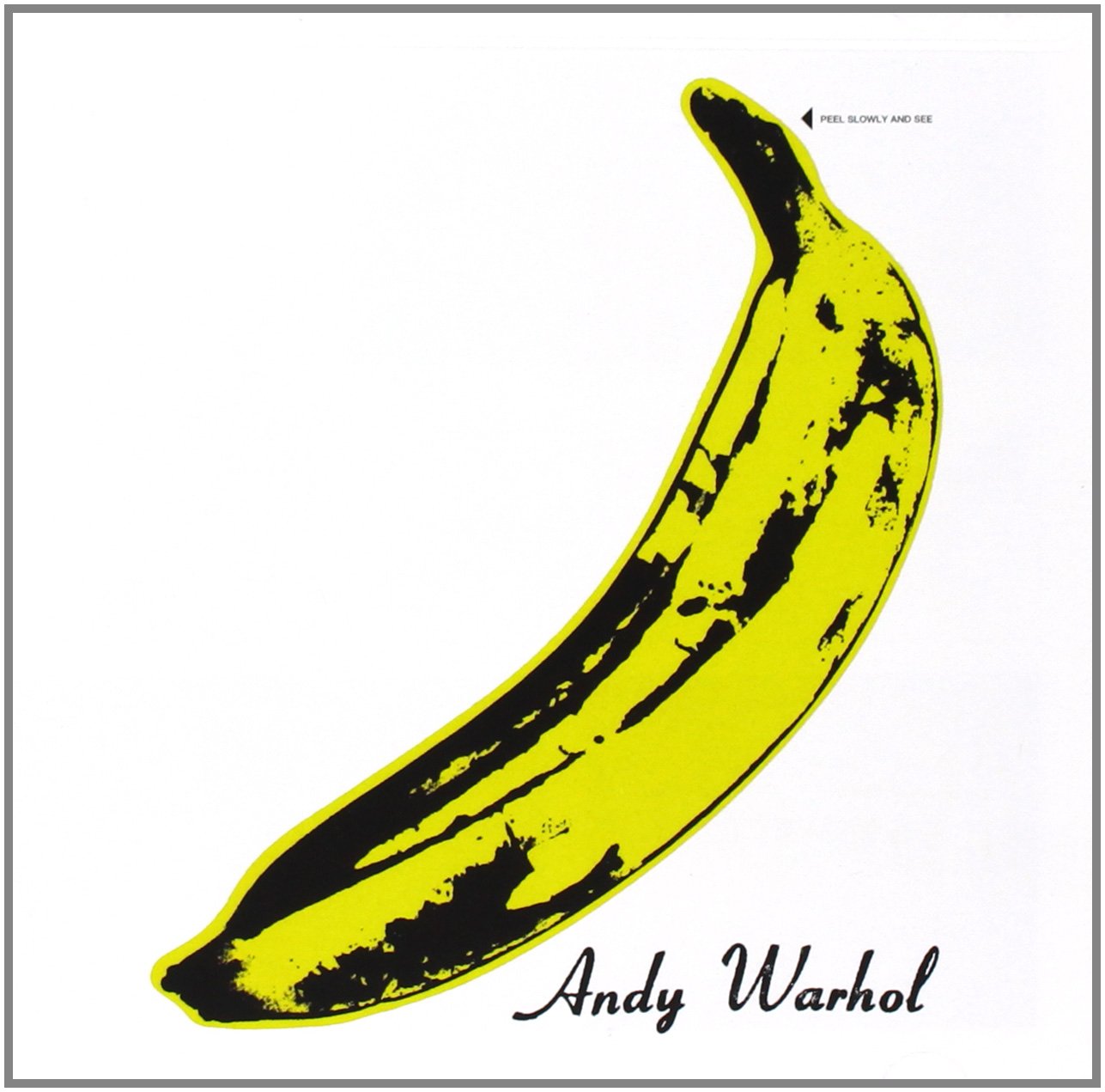 Det ikoniske omslaget til albumet "The Velvet Underground and Nico". Designet av Andy Warhol som var den eneste som fikk navnet sitt på omslaget.