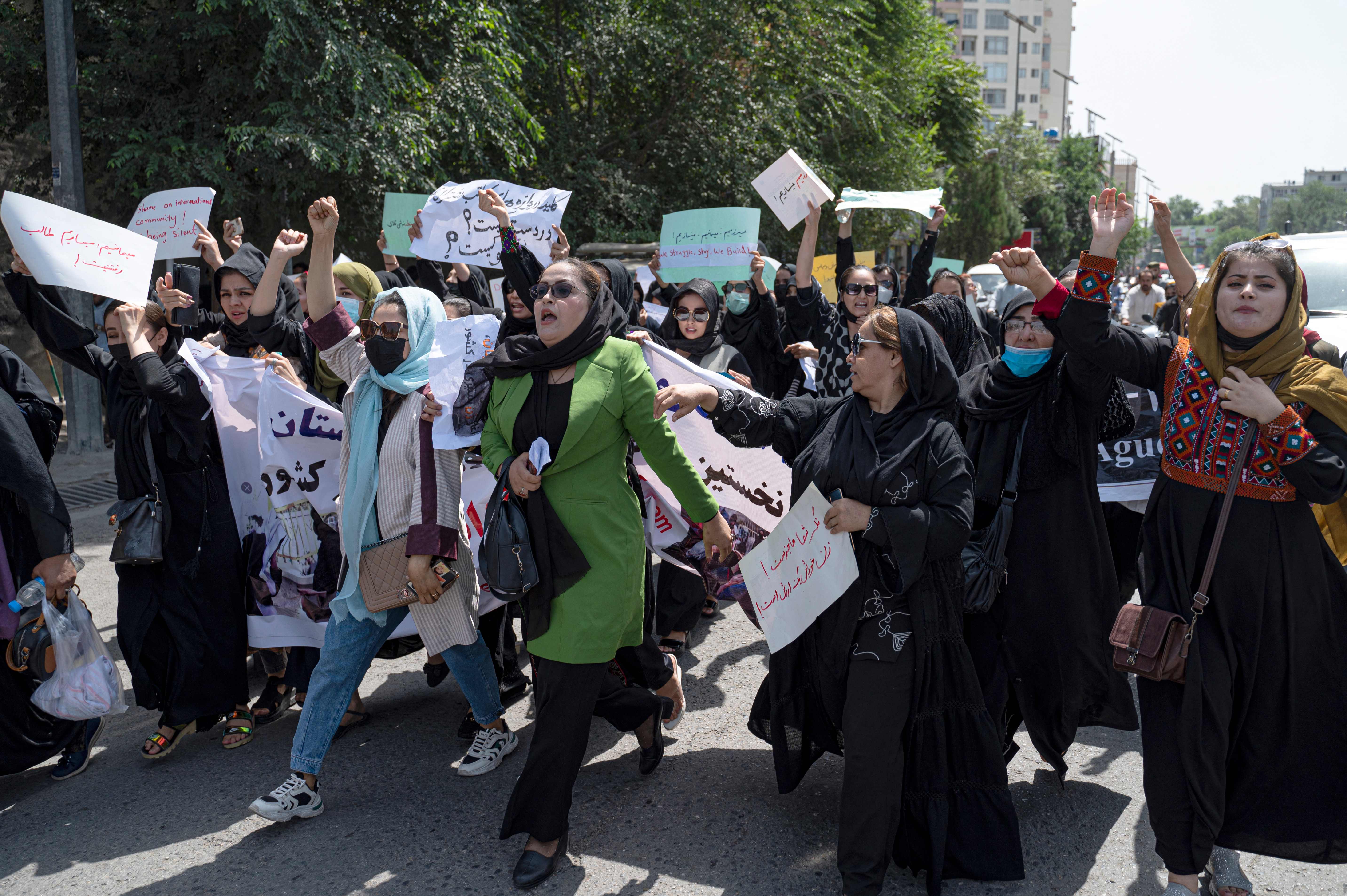 Afghanske kvinner demonstrerte tidligere i august med krav om mat, arbeid og frihet.