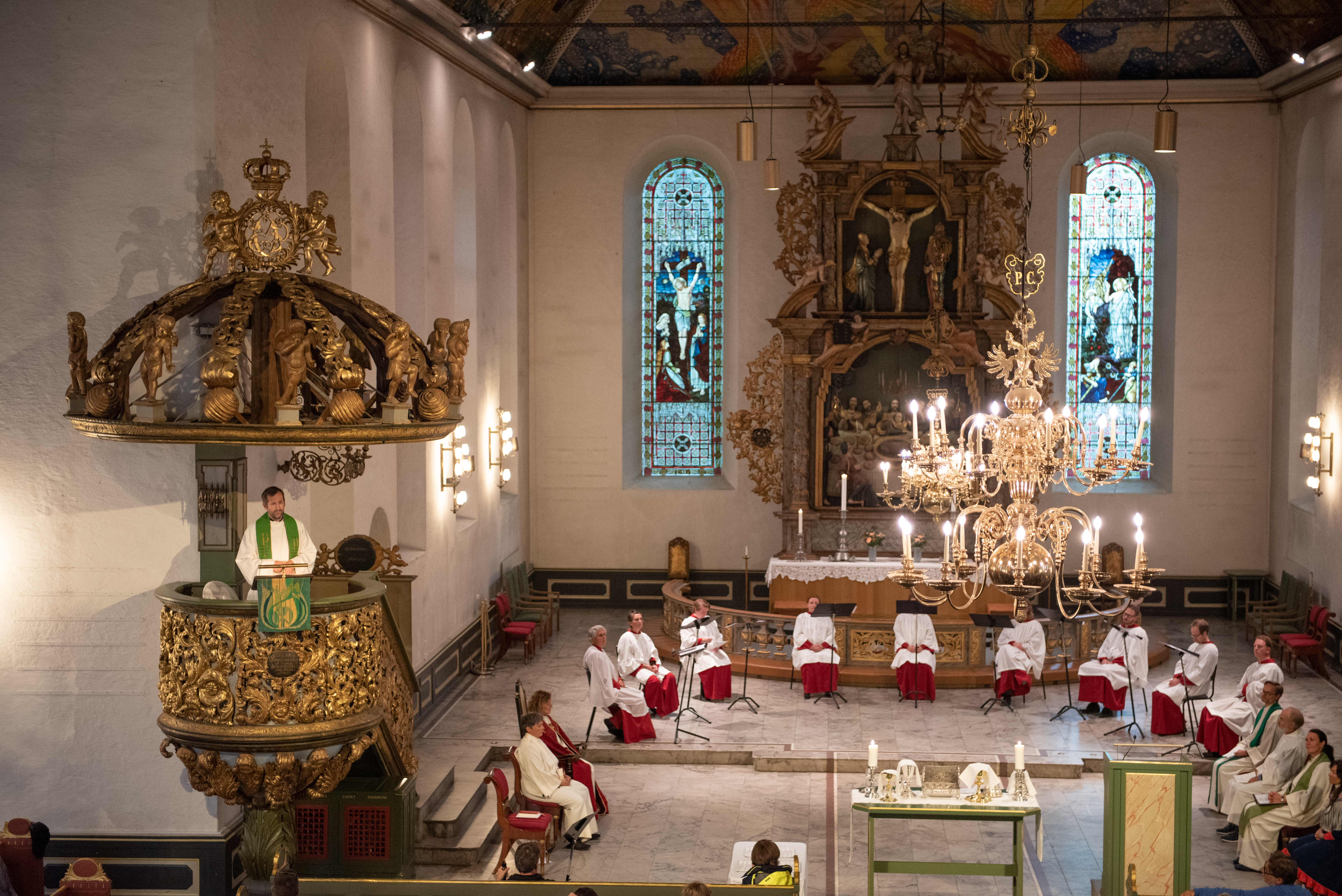 Kirkemesse for klima i Domkirka med biskop Kari Veitberg, Sindre Skeie (preker), Anne May Grasaas, Leif Gunnar Engedal, Valgborg Orset Stene, Asle R. Rossavik og Oslo Domkor