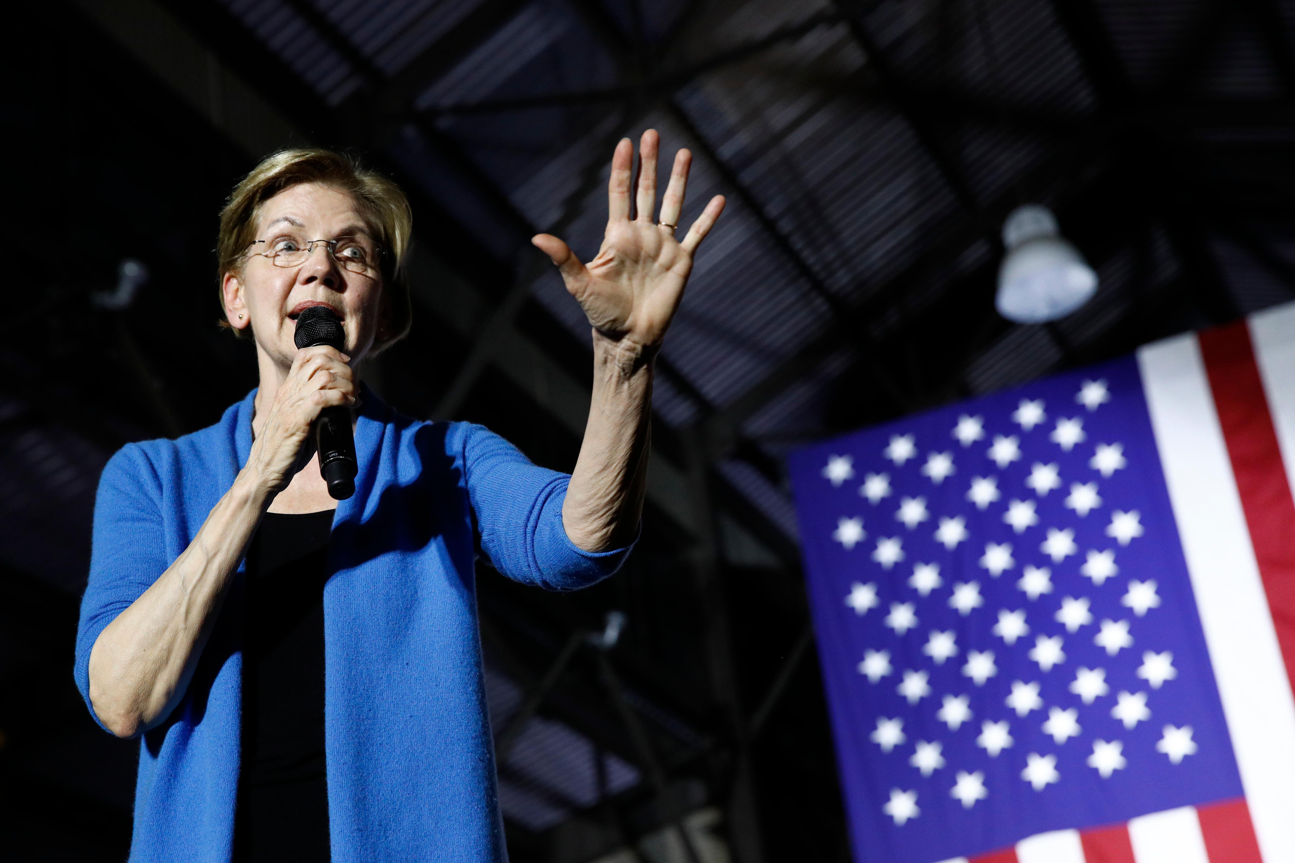 Democratic presidential candidate Sen. Elizabeth Warren, D-Mass., speaks during a primary election night rally, Tuesday, March 3, 2020, at Eastern Market in Detroit. (AP Photo/Patrick Semansky)