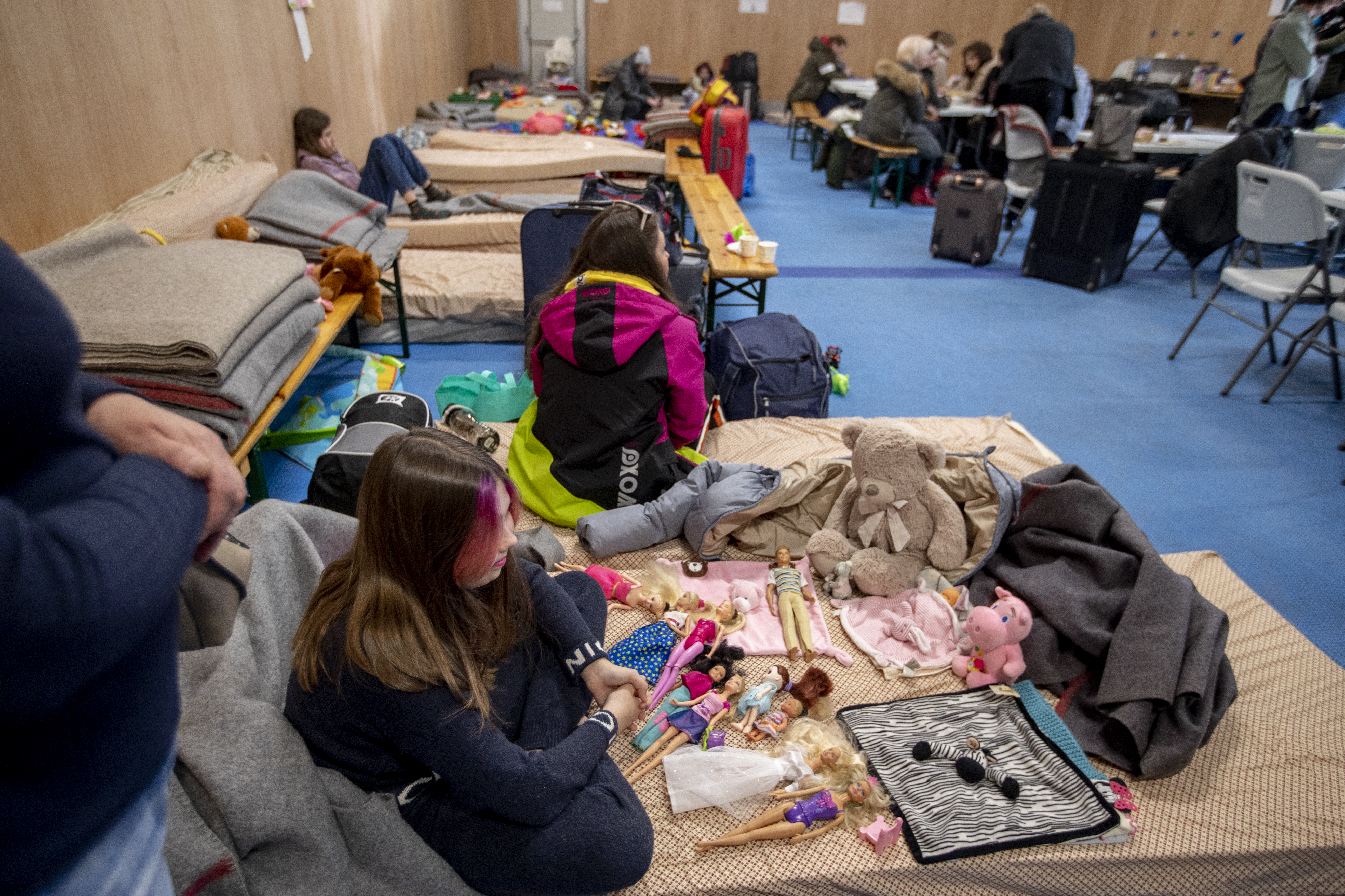 Råde 20220330. 
Mange ukrainske flyktninger registrerer seg for norsk politi på Nasjonalt mottakssenter i Råde, der UDI og flere andre aktører prøver å ta unna for de mange ankomstene.
Foto: Javad Parsa / NTB