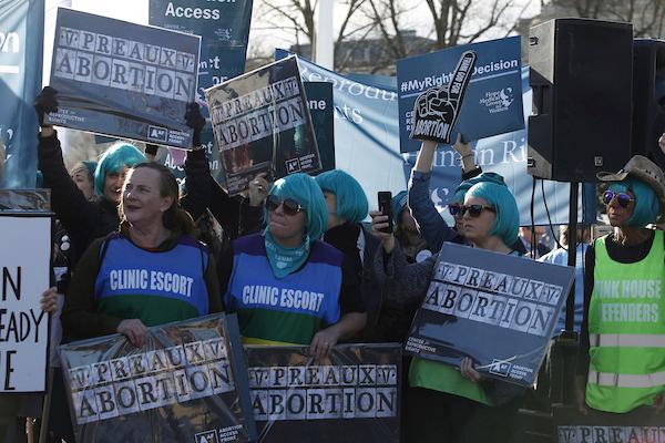 IMAGE DISTRIBUTED FOR CENTER FOR REPRODUCTIVE RIGHTS - Abortion rights supporters organized by the Center for Reproductive Rights during a rally at the U.S. Supreme Court during the hearing of oral arguments in June Medical Services v. Russo on Wednesday, March 4, 2020 in Washington. (Eric Kayne/Center for Reproductive Rights)