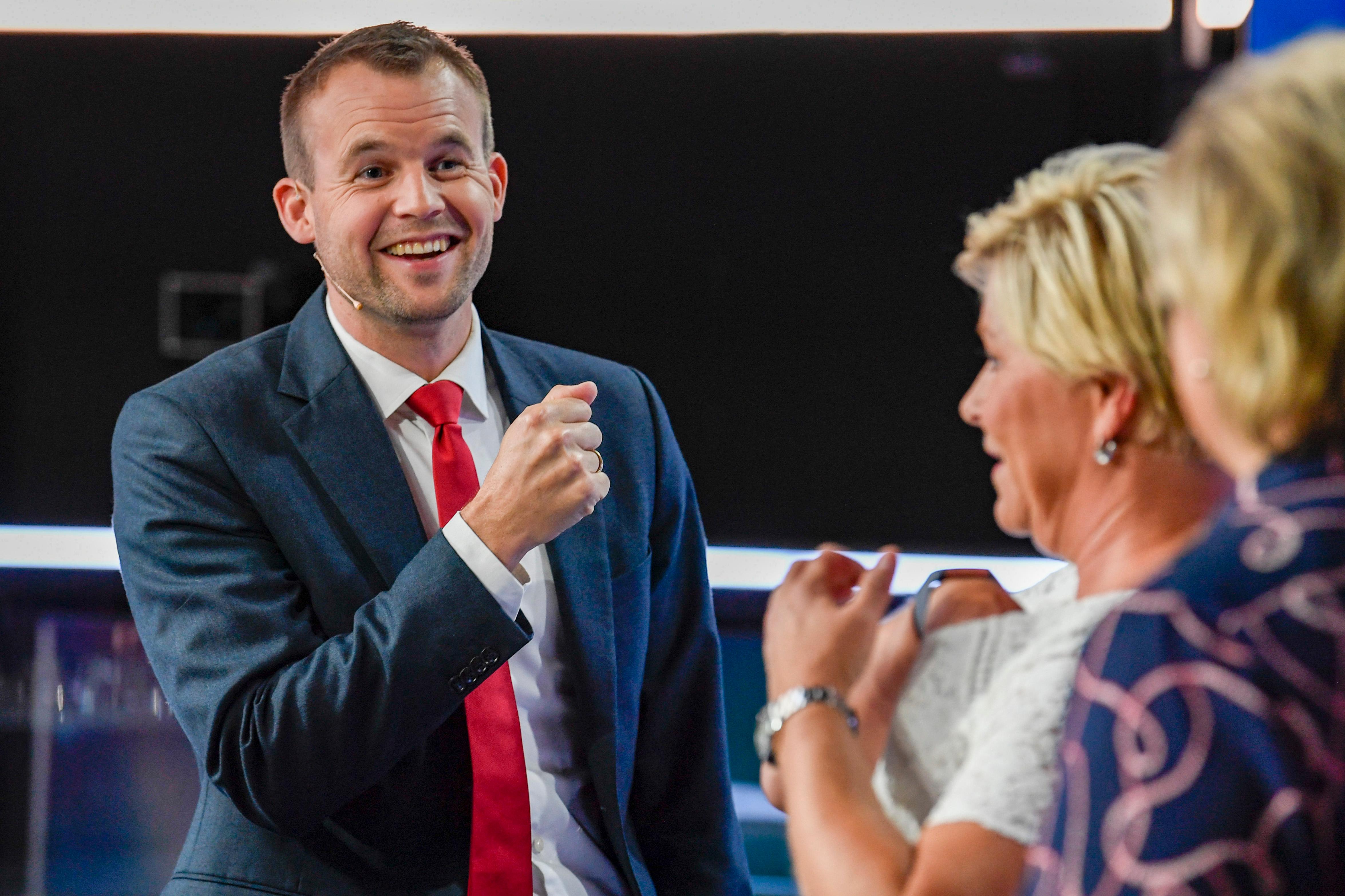 Bergen  20190904.
Partilederdebatt på TV2.  Kjell Ingolf Ropstad (KrF), Siv Jensen (Frp) og Erna Solberg (H).
Foto: Marit Hommedal / NTB scanpix