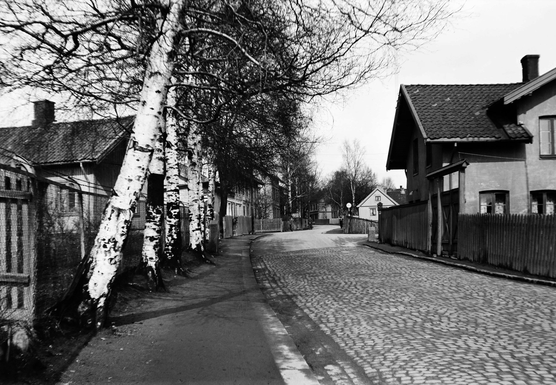 Maridalsveien ved Nydalsveien var Oslos nordligste punkt før kommunesammenslåingen med Aker i 1948. Bildet fra 1939 viser to grensesteiner fra 1878. Ved det femte bjørketreet til venstre står grensestein 64, mens nummer 63 står på hjørnet tvers over veien ved plankegjerdet. Steinene skal ha stått fram til ca. 1960, men er i dag tapt.