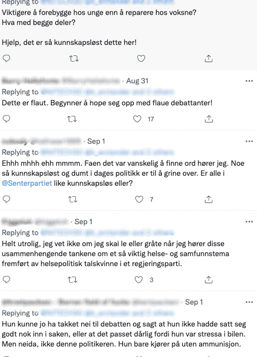 TWITTER: Lisa Marie Ness Klungland (Sp) fikk mange negative bemerkninger etter at hun hadde deltatt i debatt om rus på TV2.