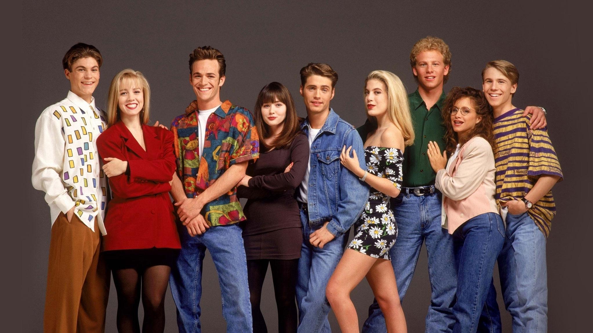 Bildet viser skuespillerne i første sesong av «Beverly Hills 90210».