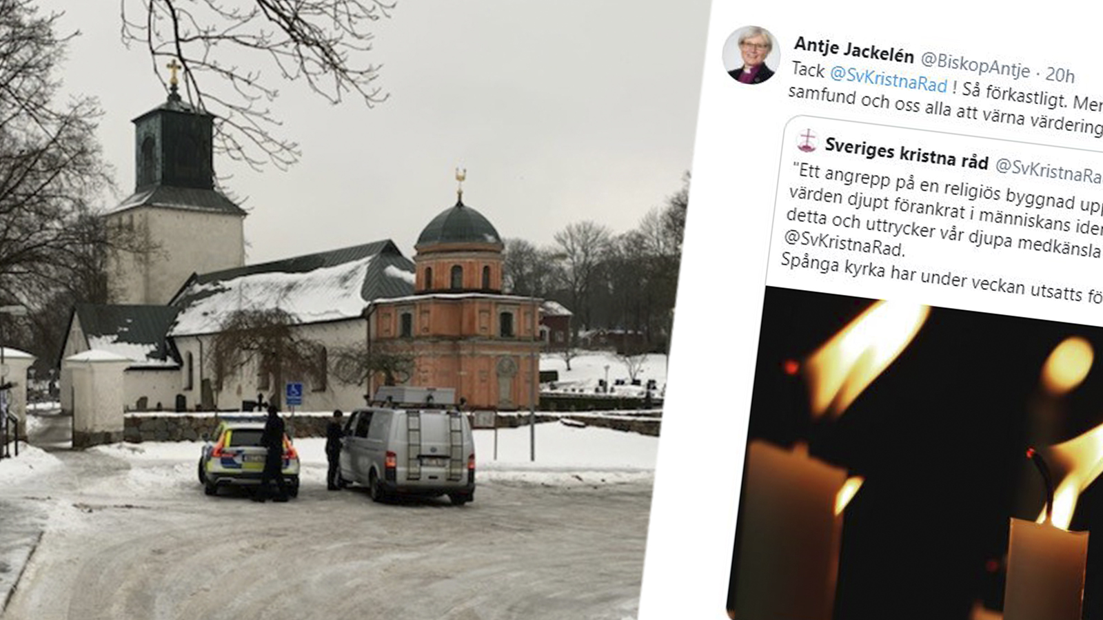 Starka reaktioner efter attackerna på Spånga kyrka