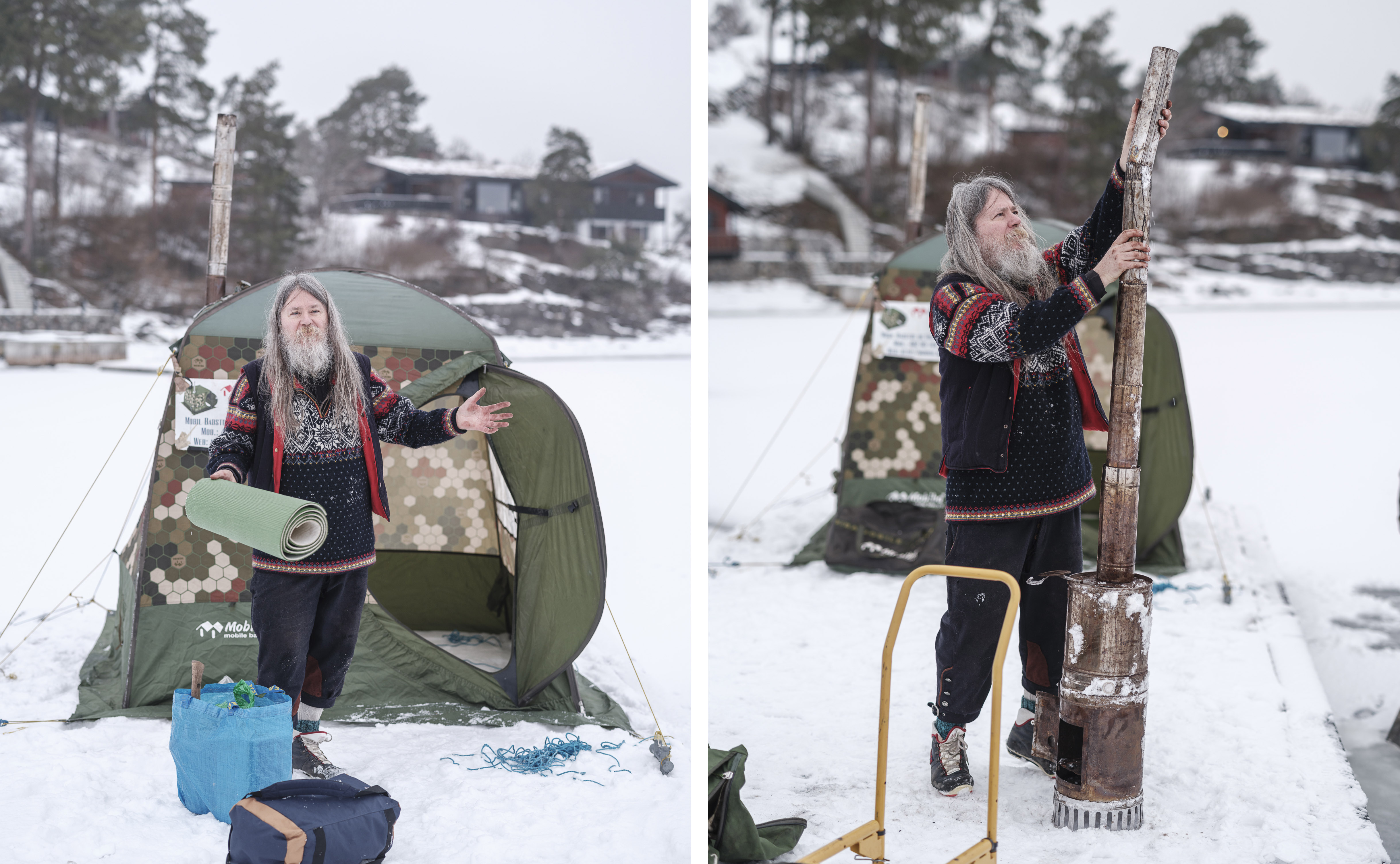 Trygve Bauge isbader ved Holmen fjordhotell. Støttegruppa for Trond Giske.