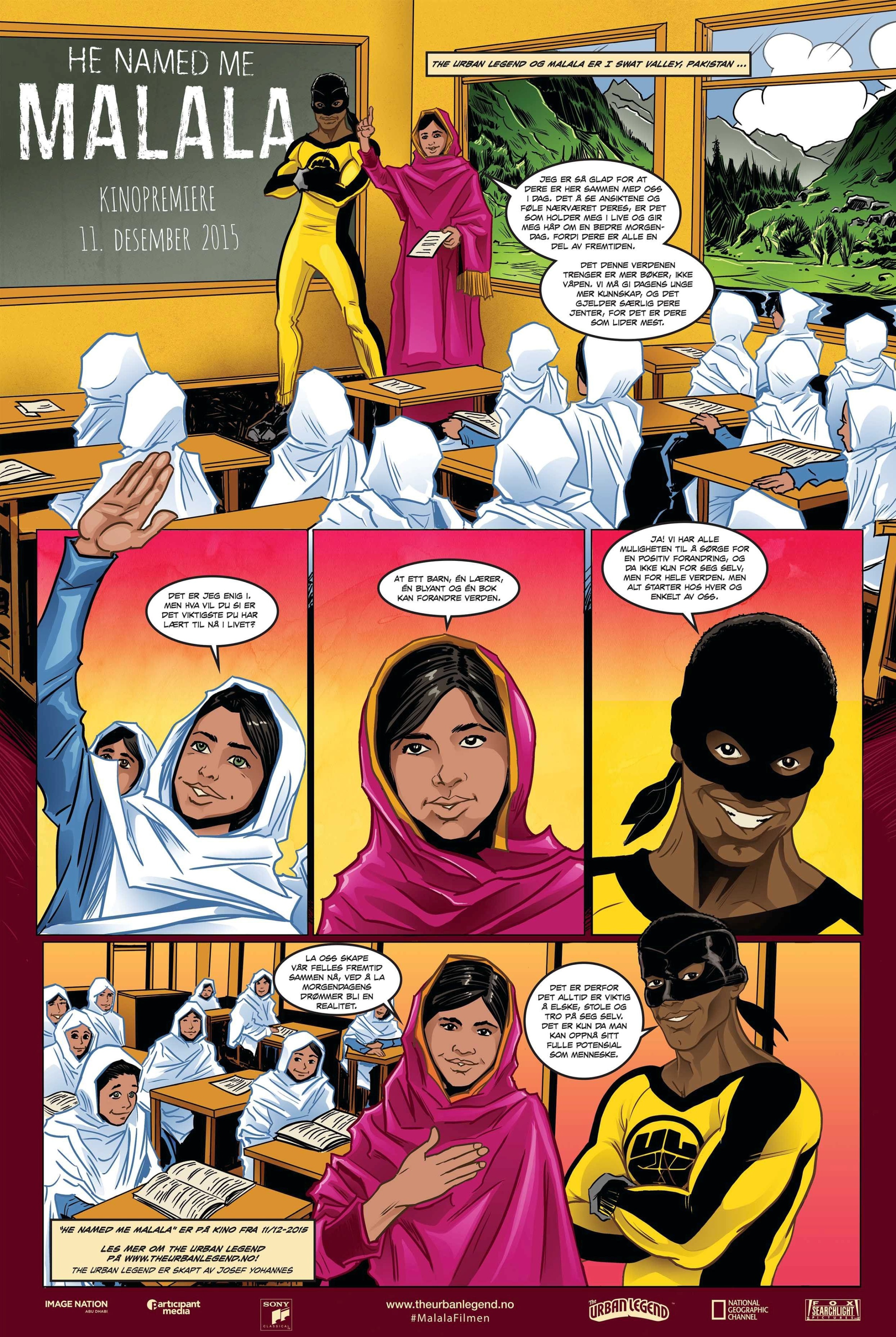 Malala møter The Urban Legend i en tegneserie til filmen «He Named Me Malala».