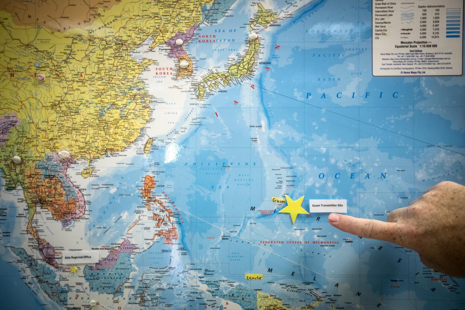 Från Guam sänder TWR till en stor del av Asien.