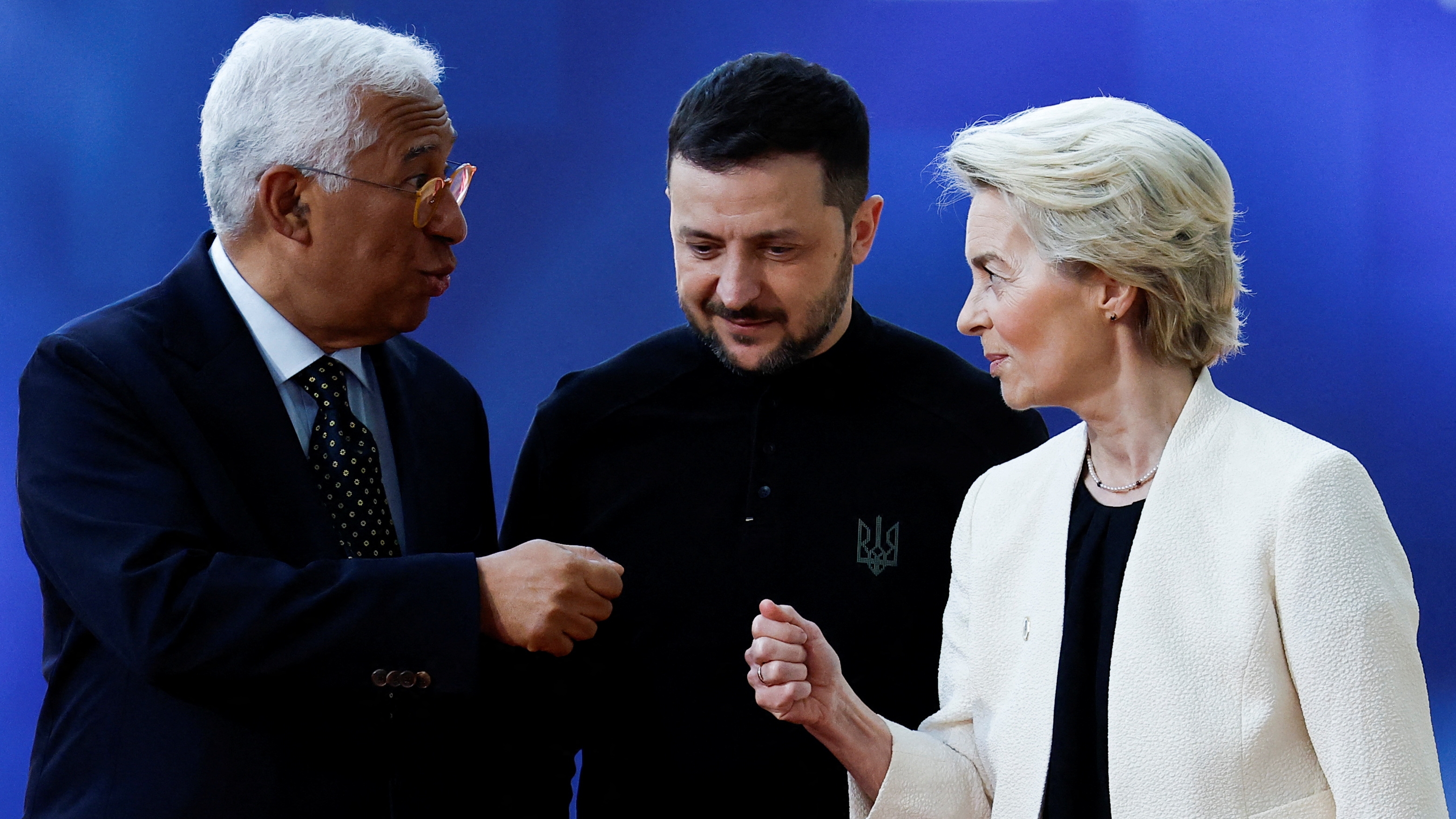 Ukrainian President Volodymyr Zelenskiy, European Council President Antonio Costa and European Commission President Ursula von der Leyen attend a European Union leaders special summit to discuss Ukraine and European defence, in Brussels, Belgium March 6, 2025. REUTERS/Stephanie Lecocq