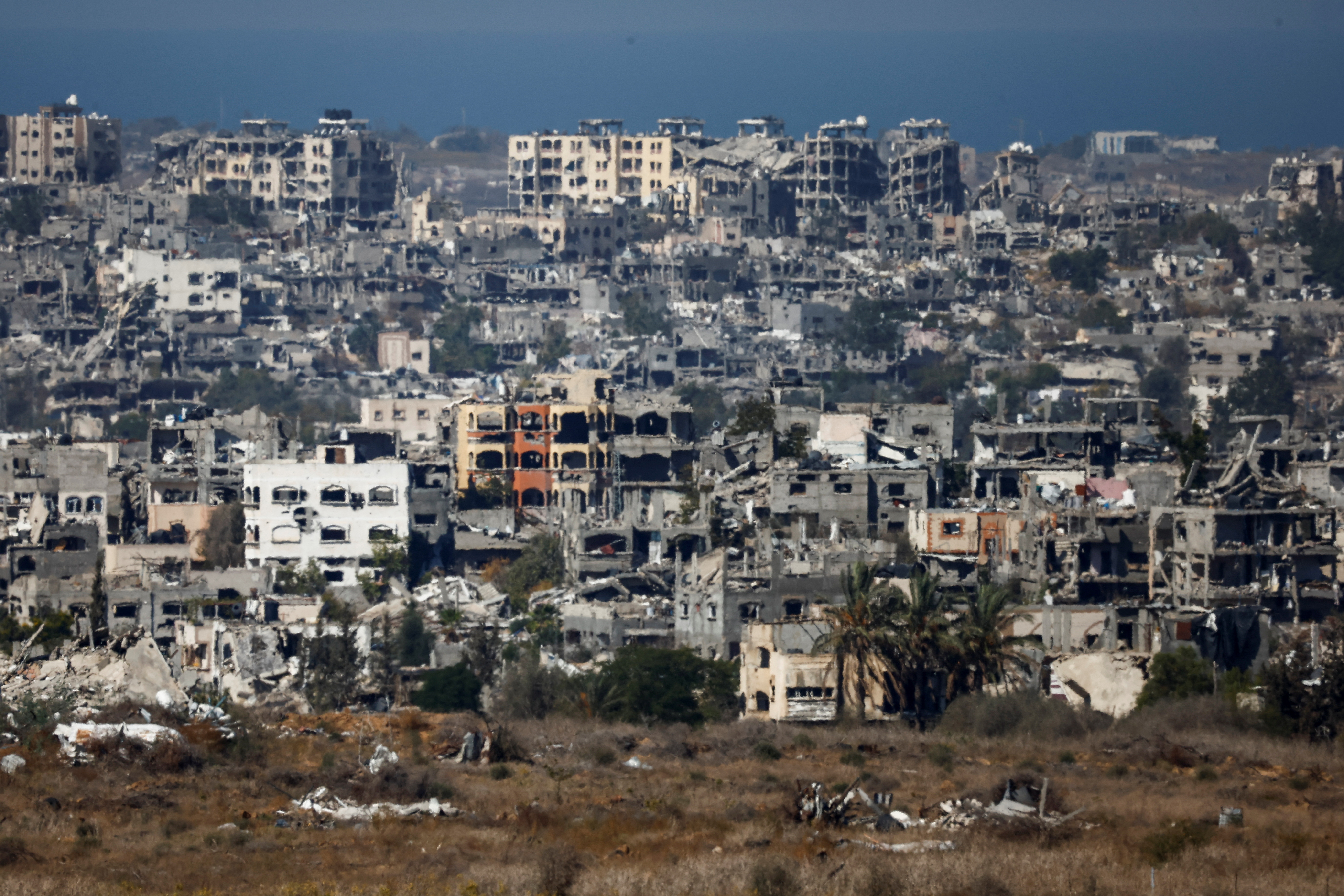 A general view shows destroyed buildings in Northern Gaza, amid the ongoing conflict in Gaza between Israel and Hamas, near the Israel-Gaza border, November 11, 2024. REUTERS/Amir Cohen